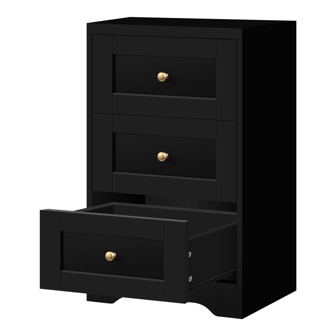 3 Alfordson Bedside Table Hamptons Storage Nightstand Side End Cabinet - Black, 3 of 10