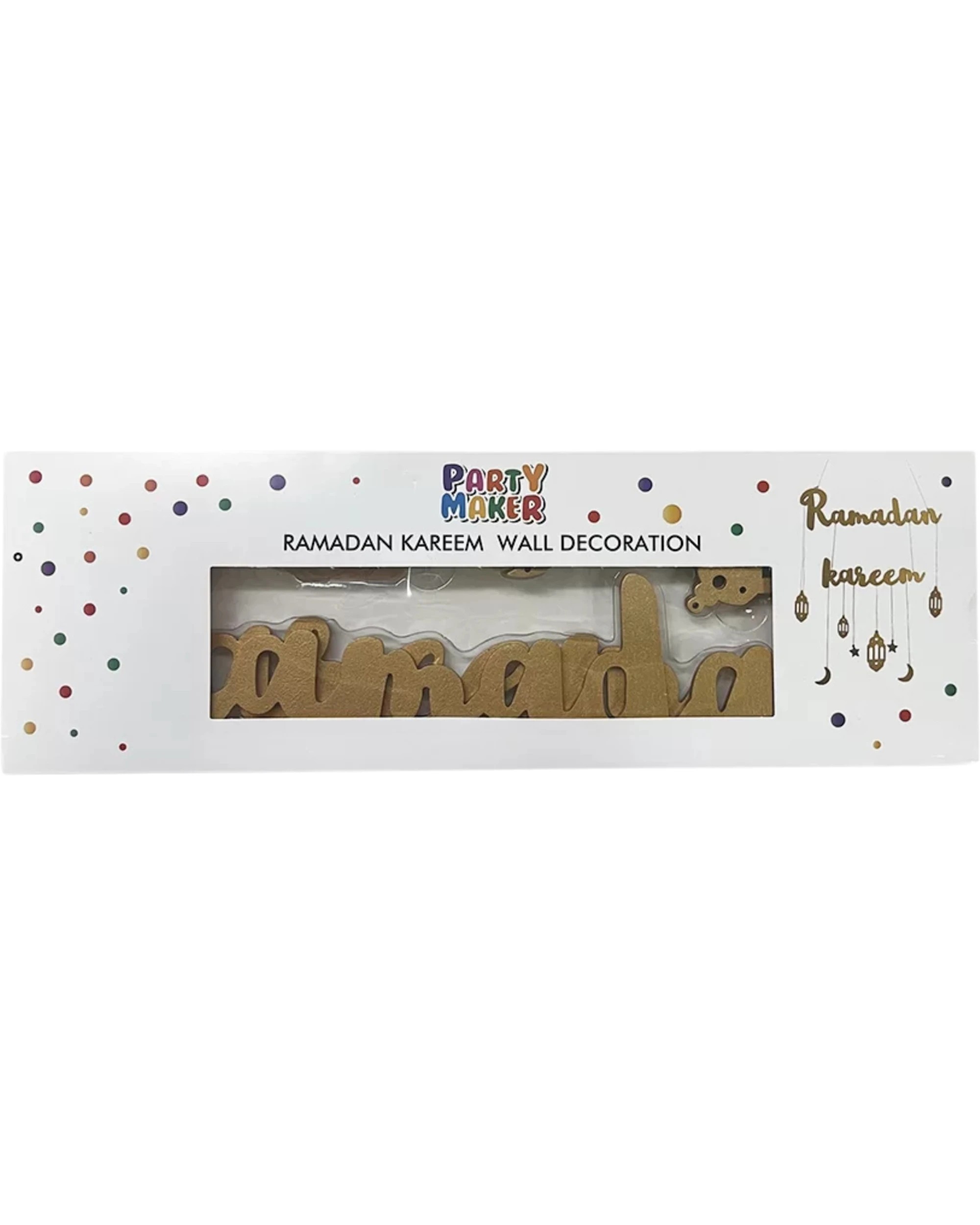 2 Party Maker Wooden Ramadan Kareem Hanging Decoration - Gold, 2 of 3