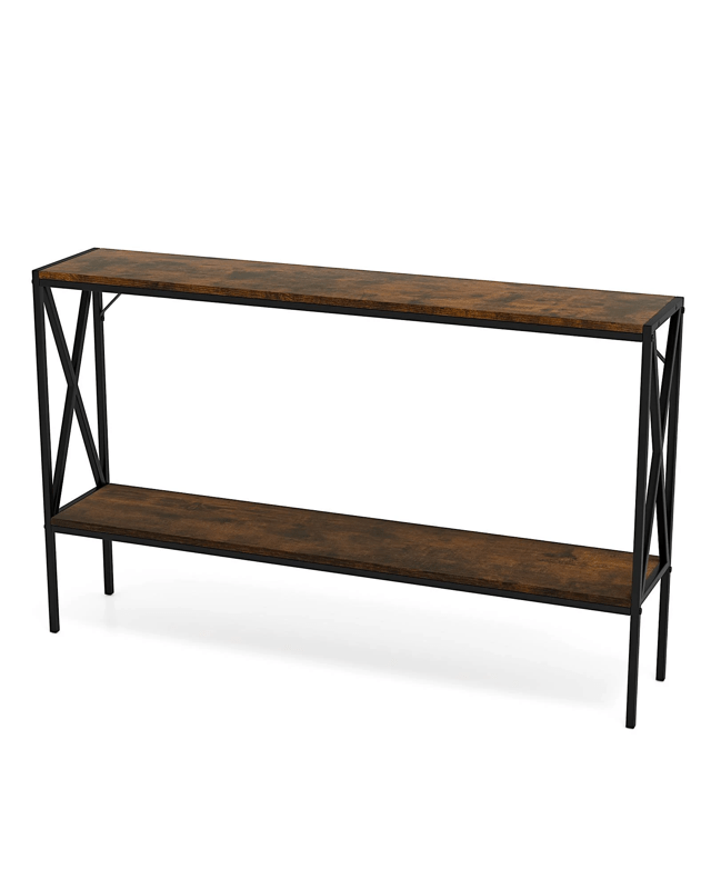 Costway Metal 2-Tier Console Table Narrow Sofa Side Table Entry Hal