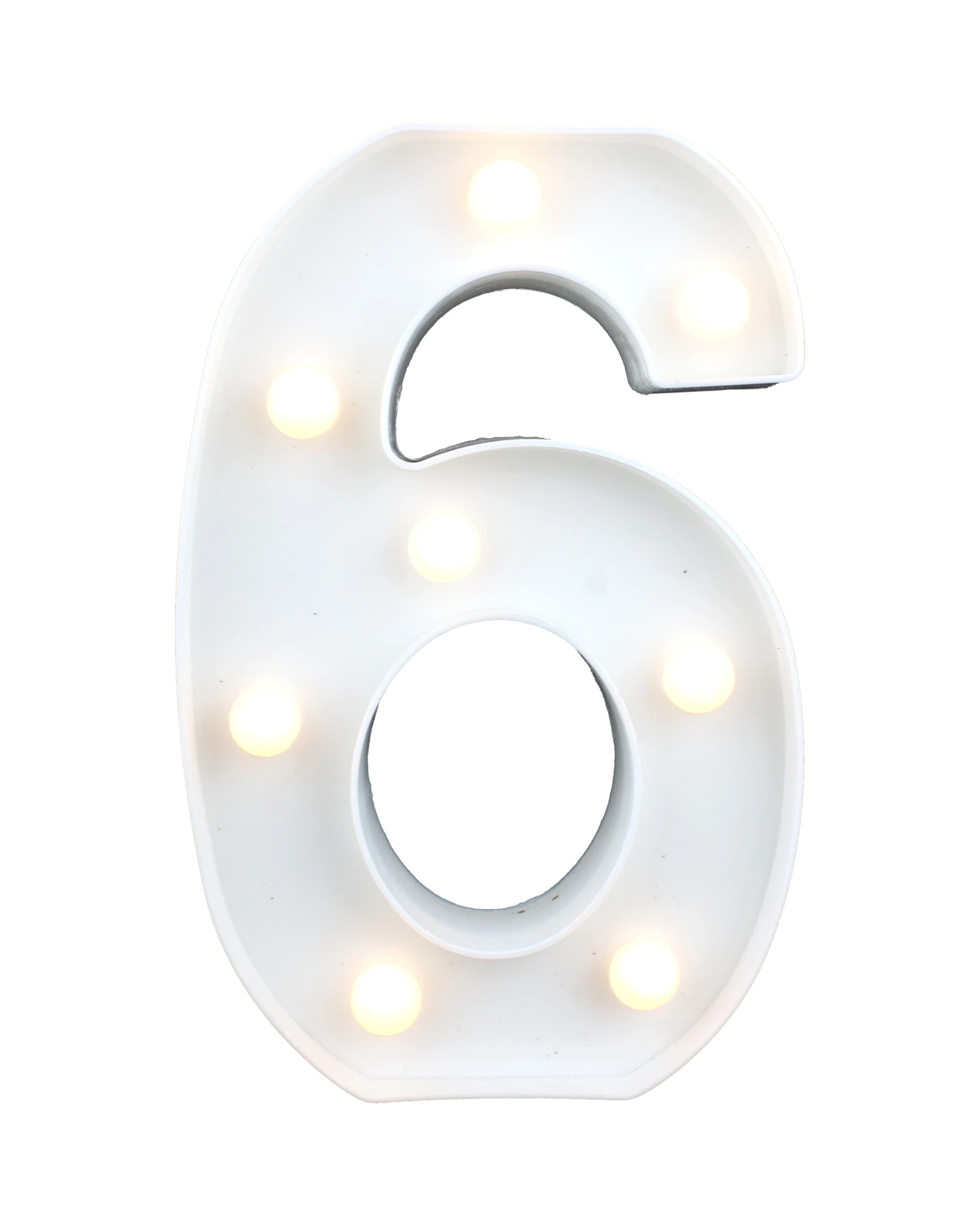 1 Partyrama LED Light Up Number 6 White, 1 of 3