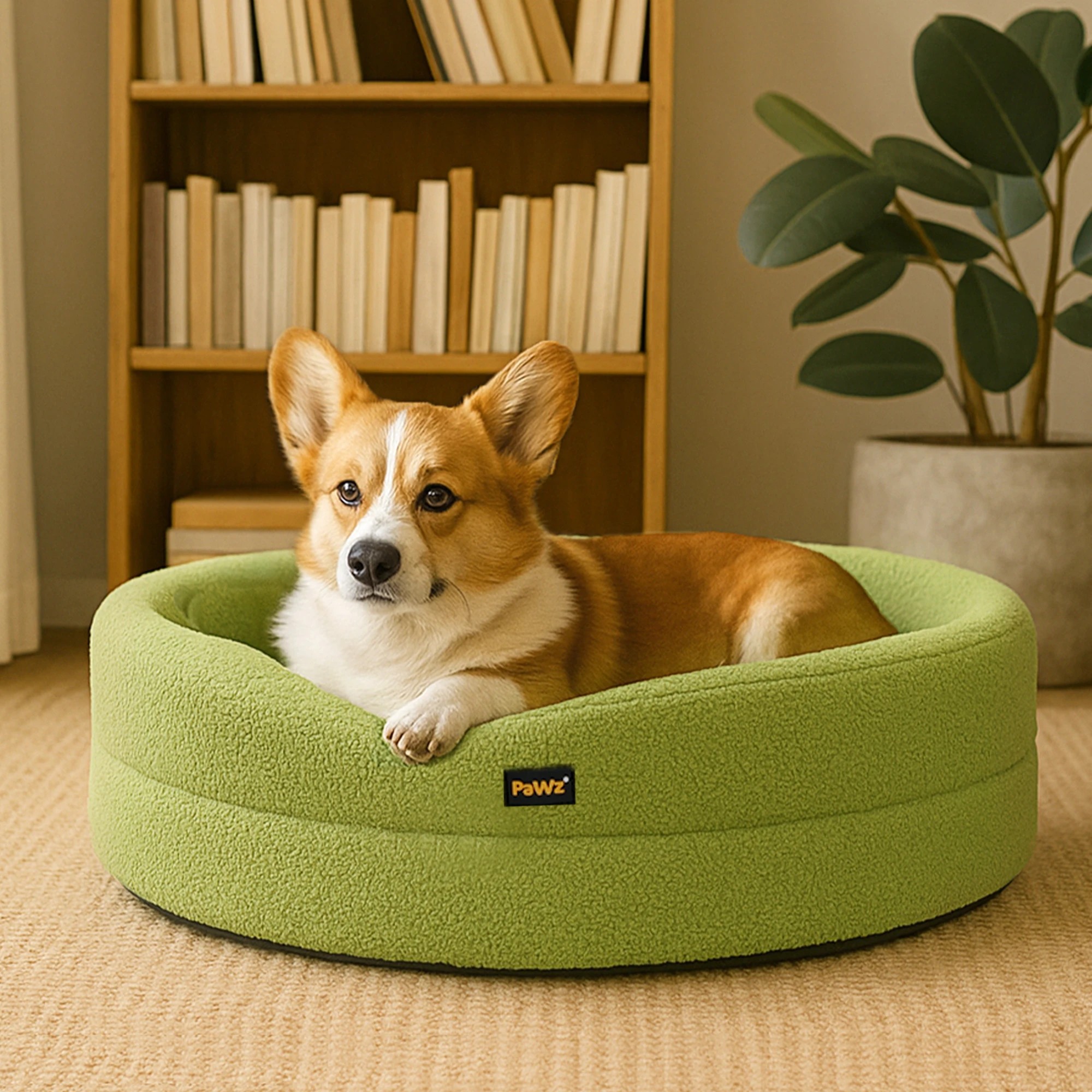 8 Pawz Washable Round Pet Bed L - Green, 8 of 9