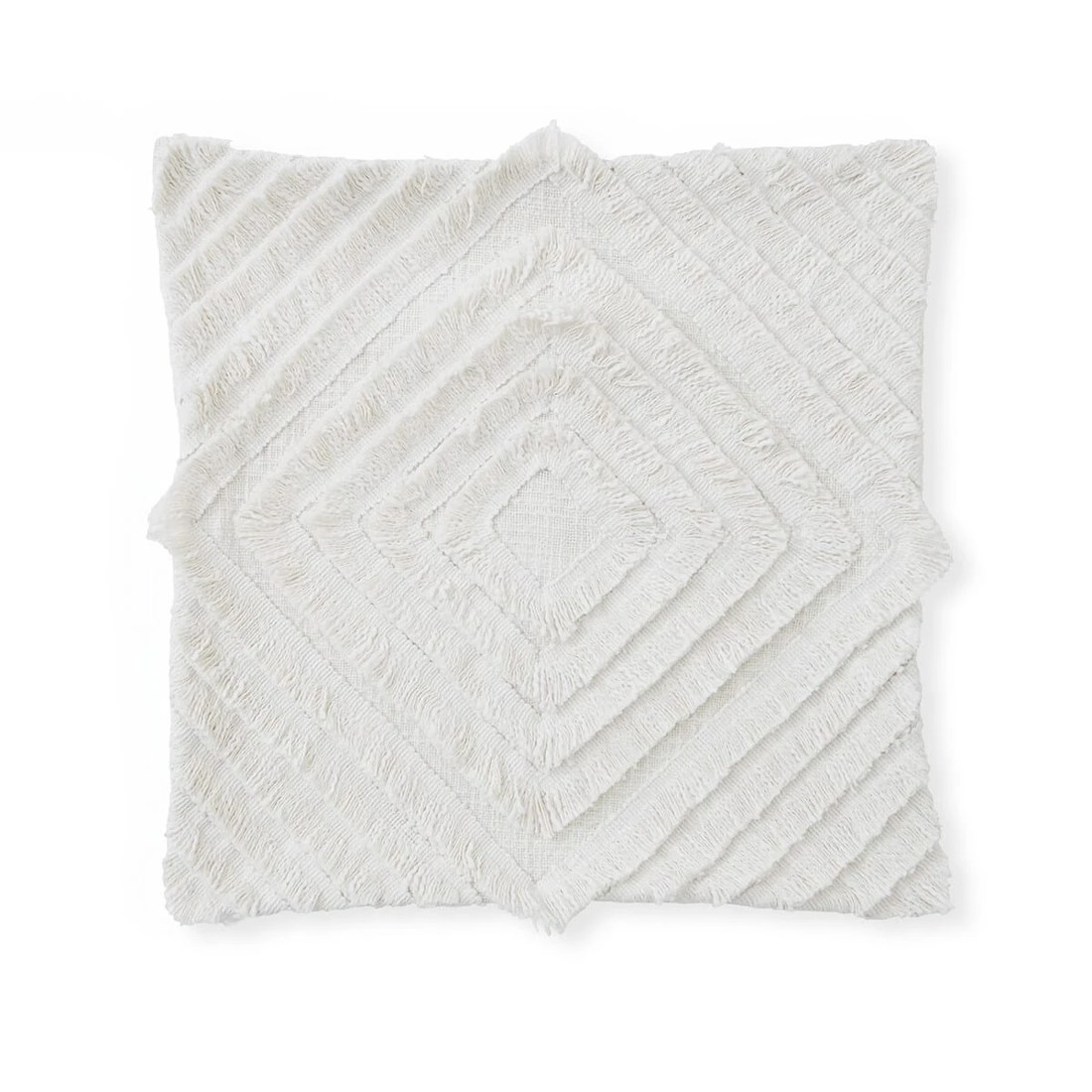 4 50cm Diamond Cotton Cushion Cover - White, 4 of 9