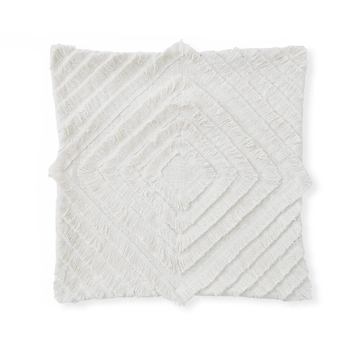 4 50cm Diamond Cotton Cushion Cover - White, 4 of 9