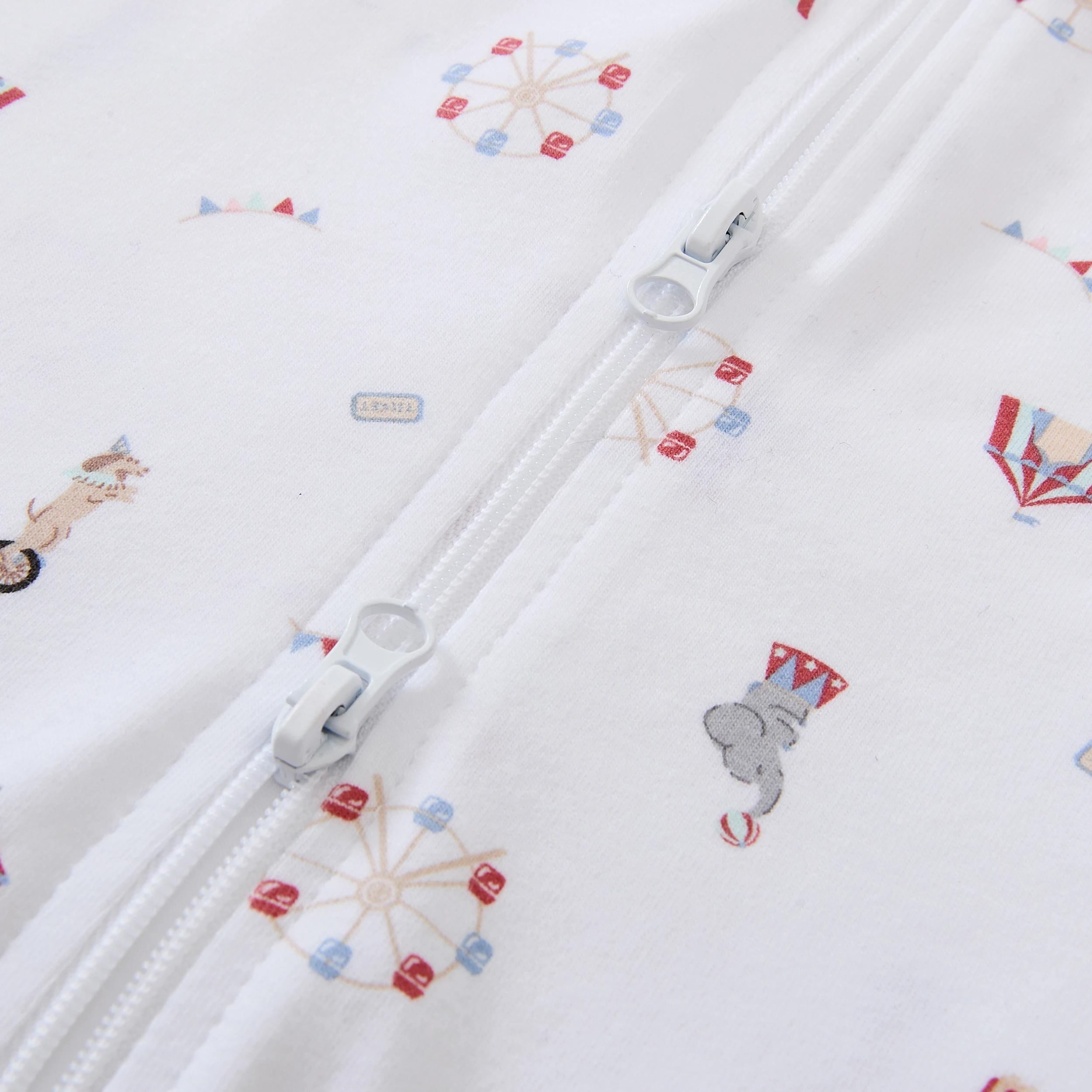 4 Short Sleeve Zip Romper Wht Circus, 4 of 4