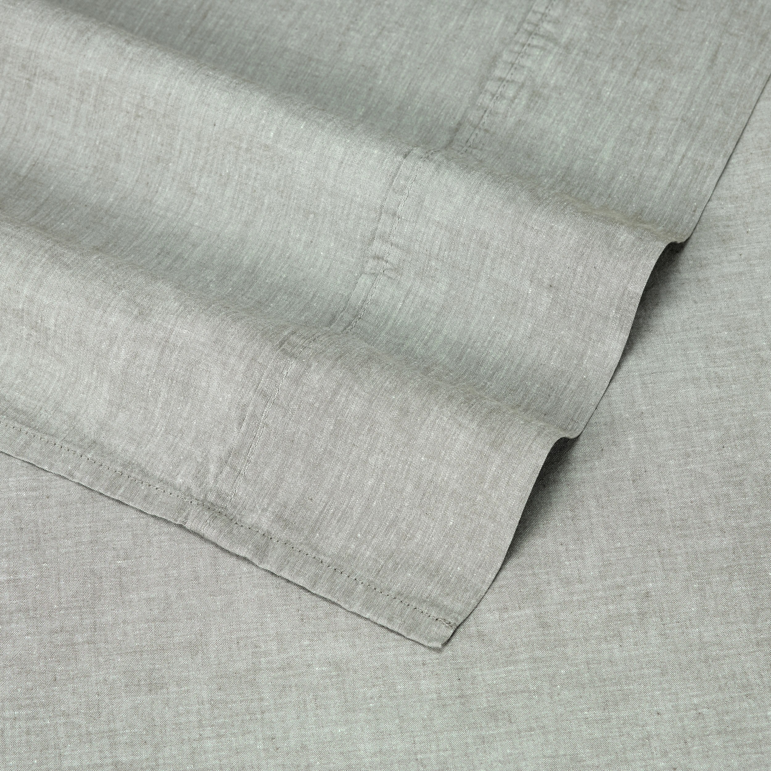 4 Stonewashed Chambray Cotton Sheet Set - Queen Bed, Sage, 4 of 7