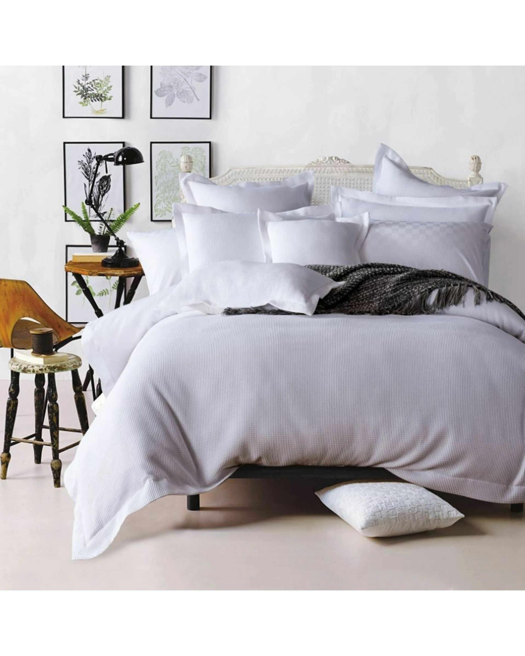 1 Cotton More 100% Premium Cotton Waffle Quilt Cover Set 5cm King - White, 1 of 4