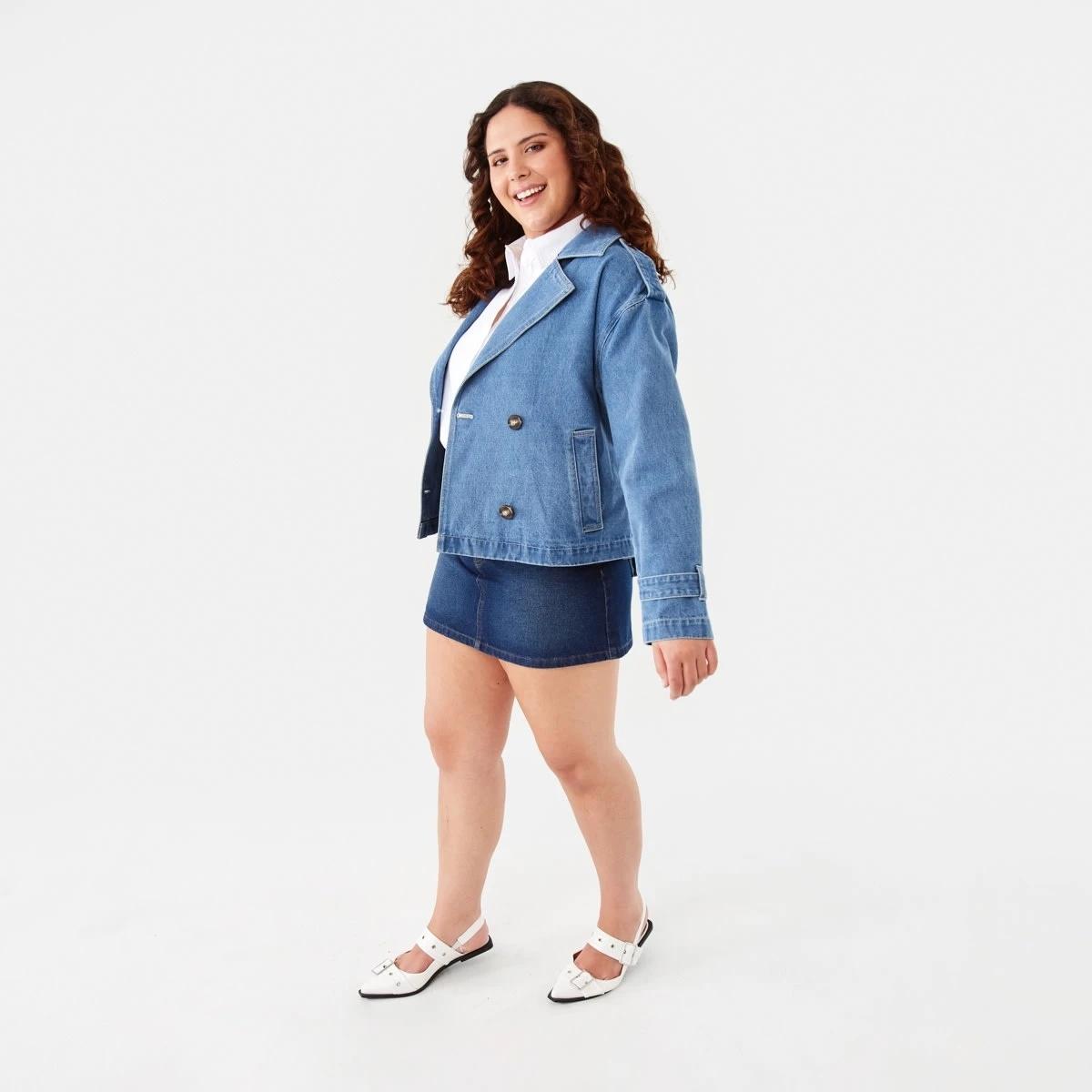 3 Denim Crop Trench Mid Wash, 3 of 10