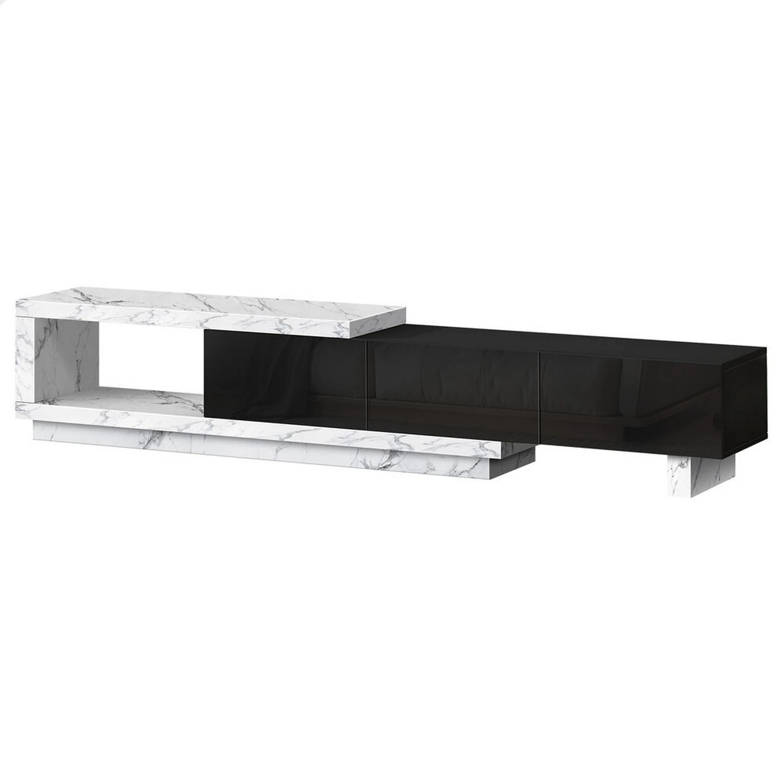 1 Alfordson 190-280cm Extendable Entertainment Unit TV Stand Cabinet Drawer - Marble Black, 1 of 9
