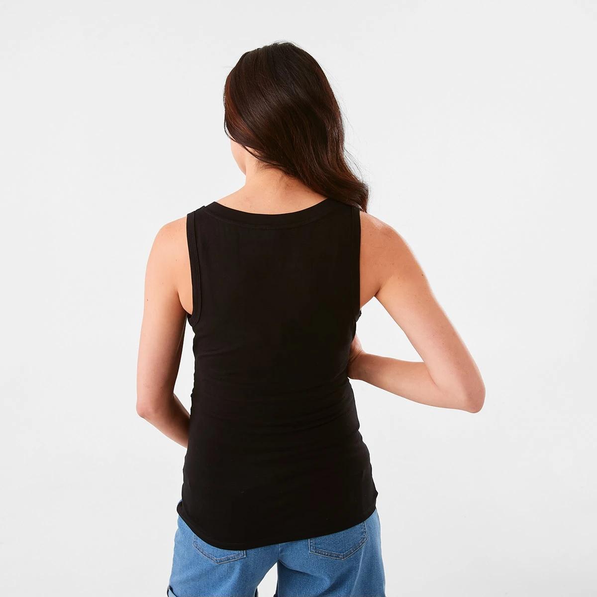 3 Maternity Sleeveless Scoop and Henley Neck Tank Black, 3 of 6