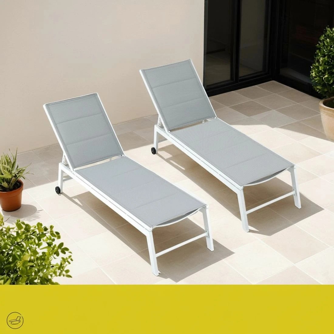 4 Gardeon Sun Lounger - White, 4 of 5
