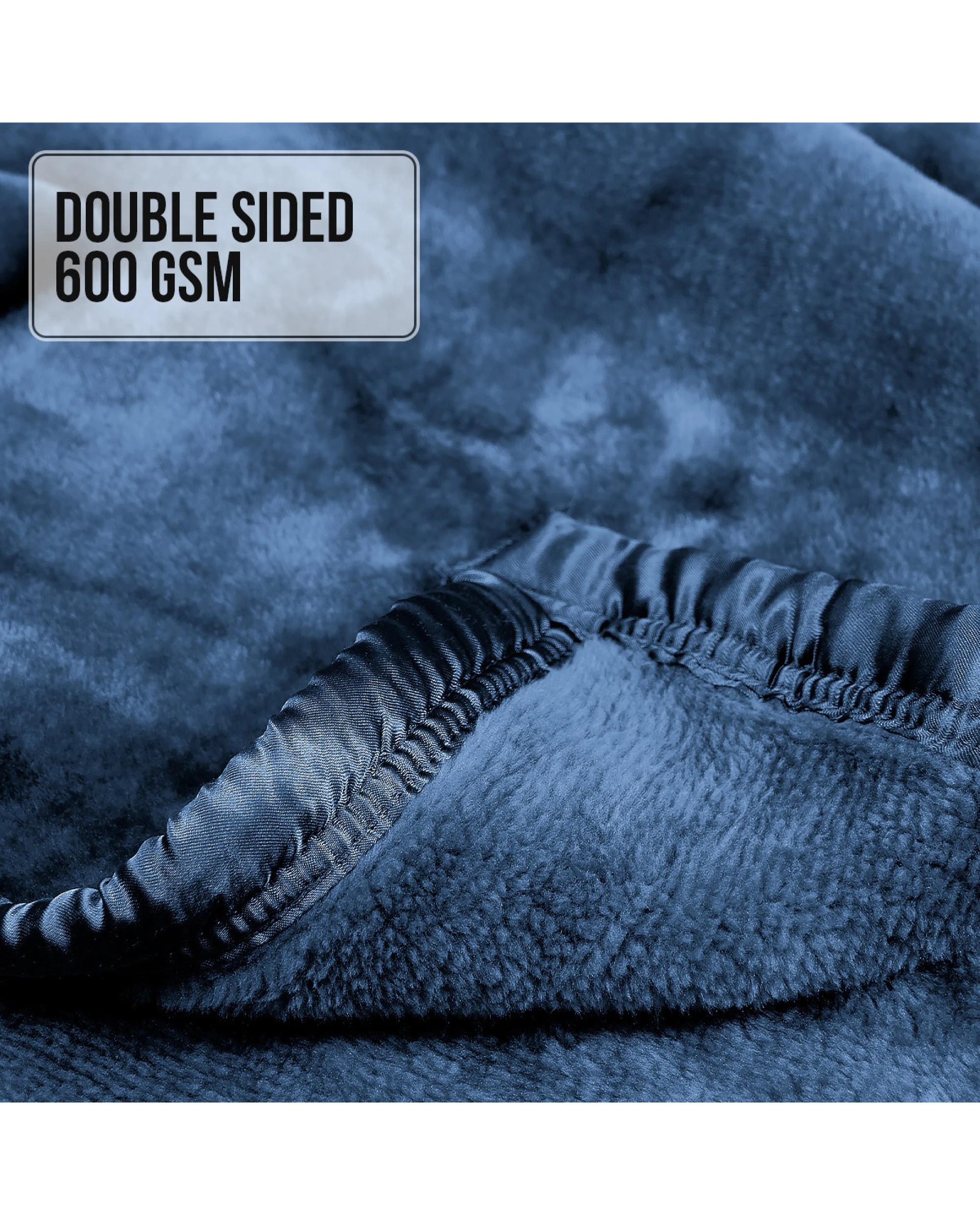 4 Laura Hill 600-gsm Mink Blanket Double-sided Soft Plush Bed Faux Throw Rug Wine Navy
 - Queen Bed, 4 of 7