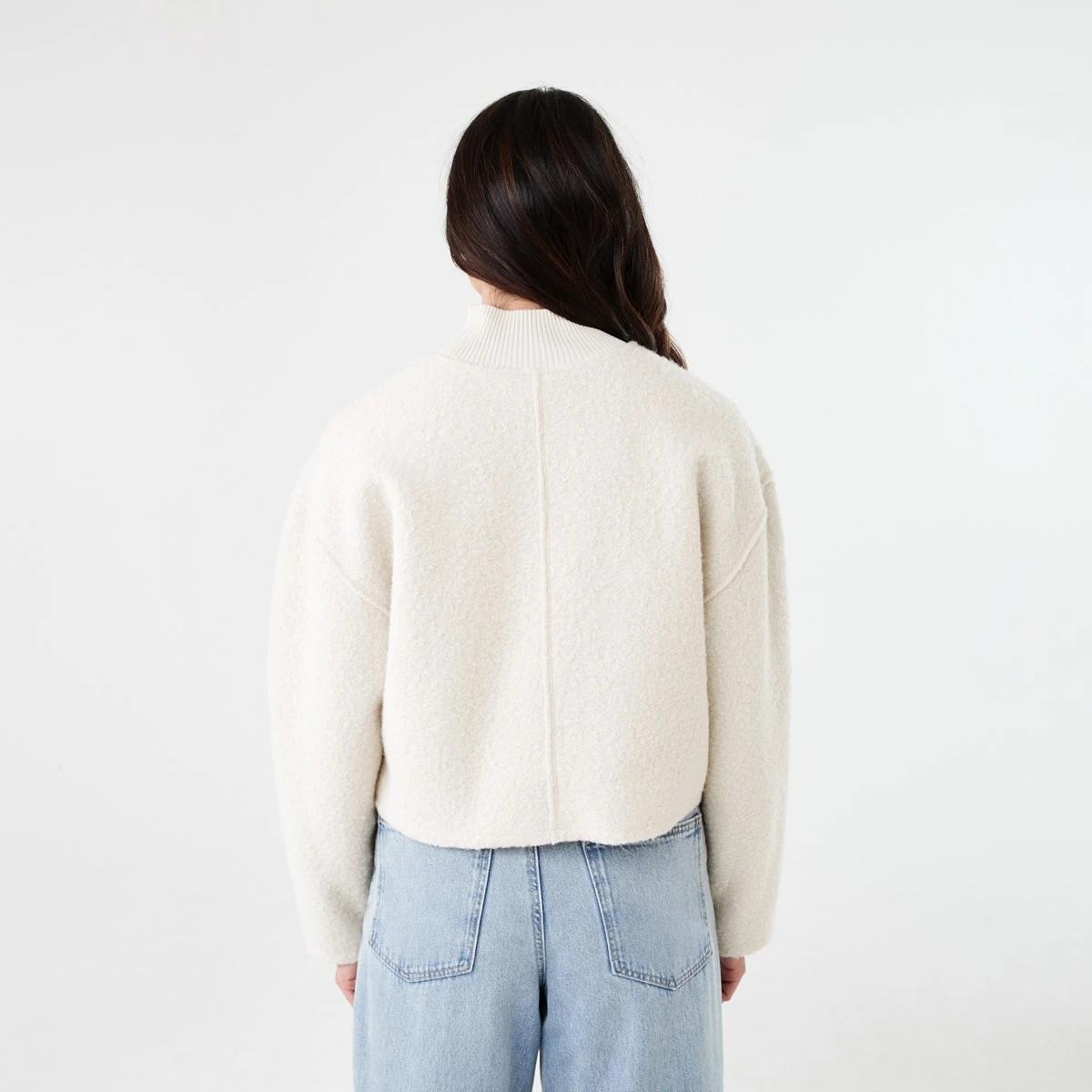 3 Boucle Funnel Neck Sweatshirt Nat Beige, 3 of 6