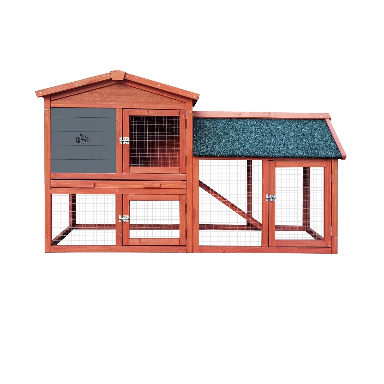 4 Alopet Rabbit Hutch Chicken Coop Bunny House Run Cage Wooden Outdoor Pet Hutch - Natural, 4 of 10
