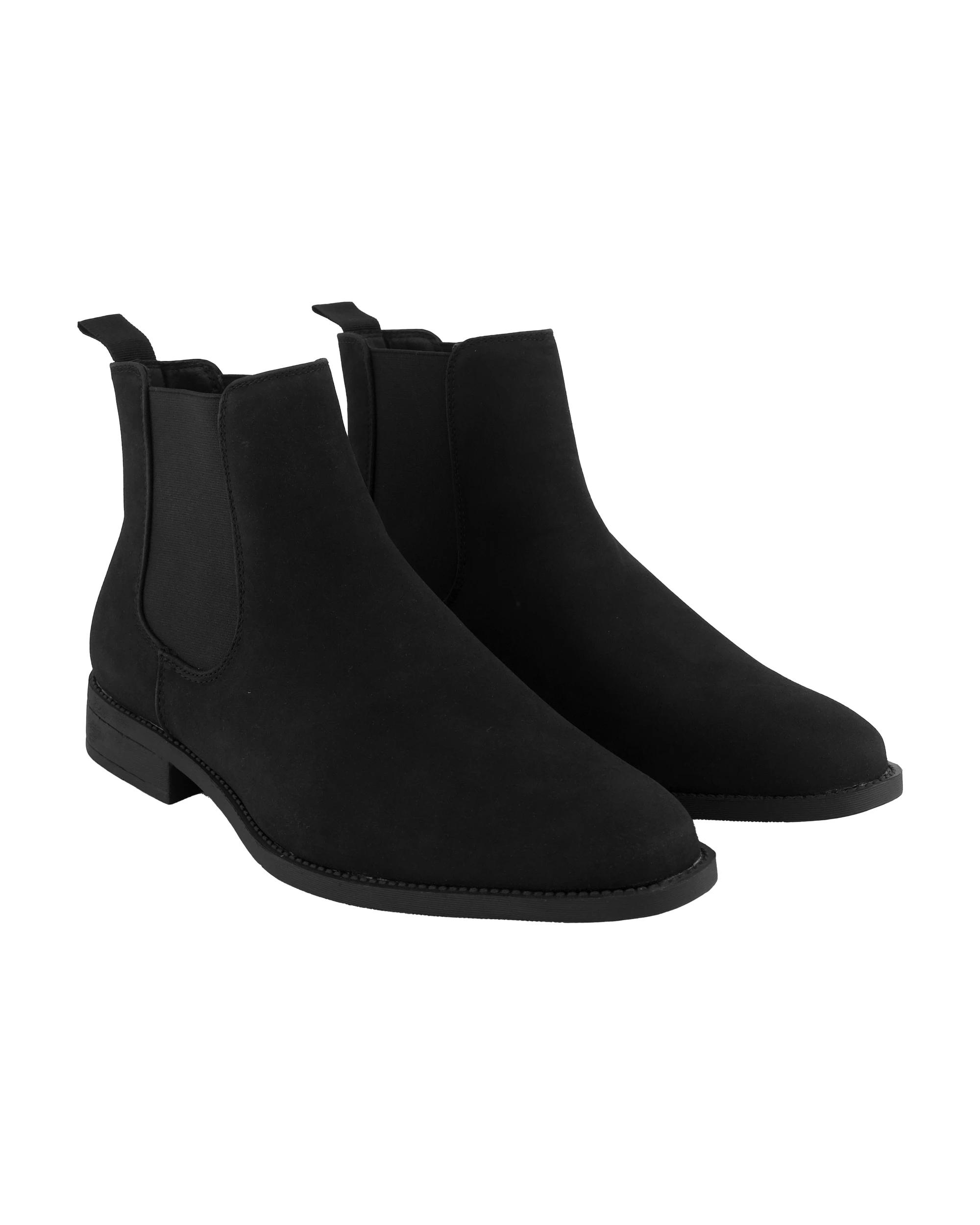 4 Gusset PU Suede Boots Black, 4 of 4