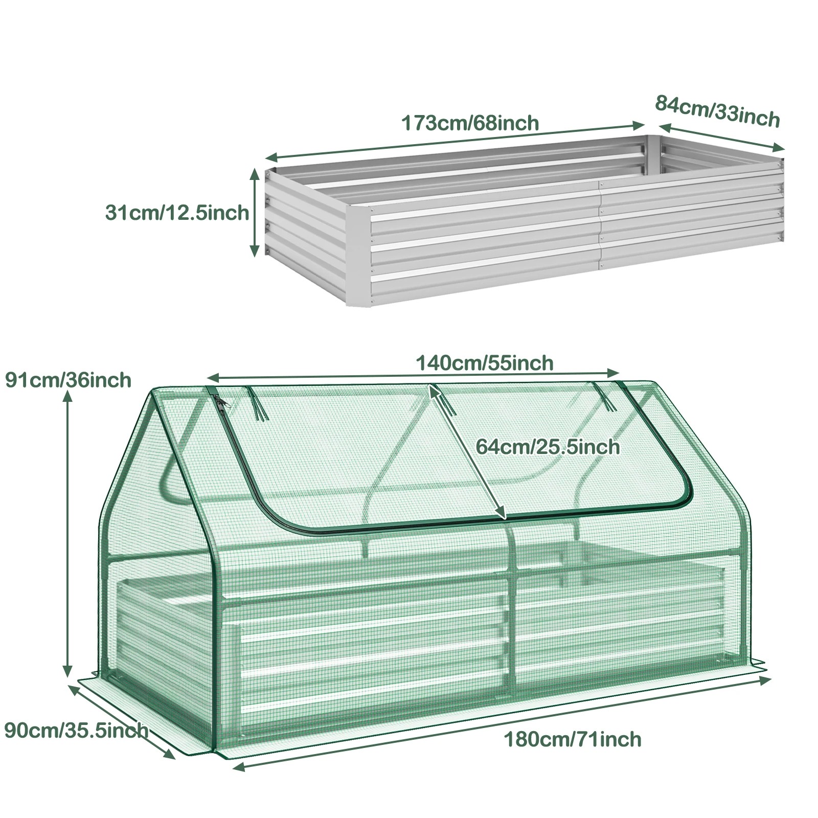 4 Costway Mini Greenhouse Flower Garden Shed Raised Garden Bed w/Dual 2-Tier Windows, 4 of 4