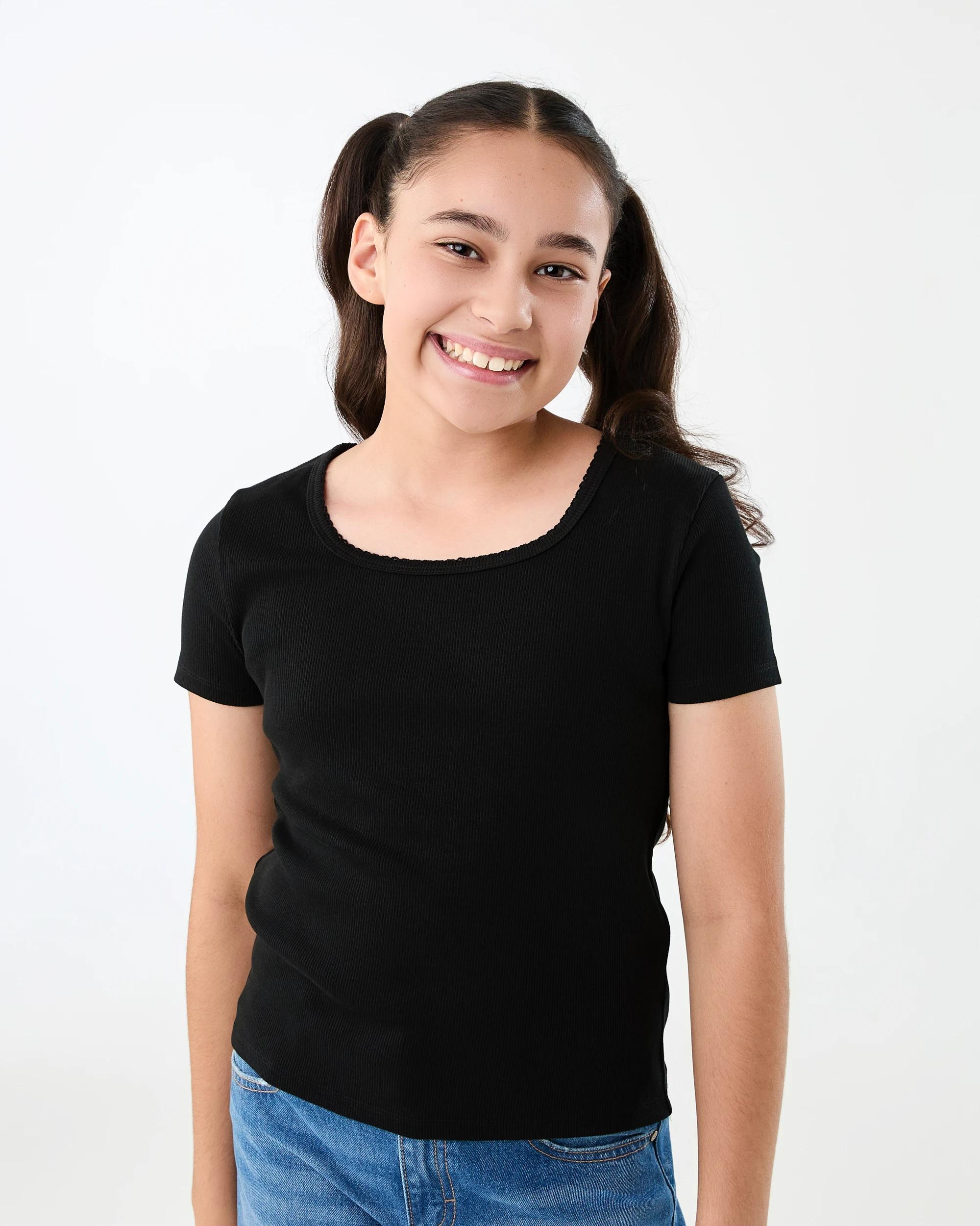 1 Short Sleeve Rib T-shirt Black, 1 of 6
