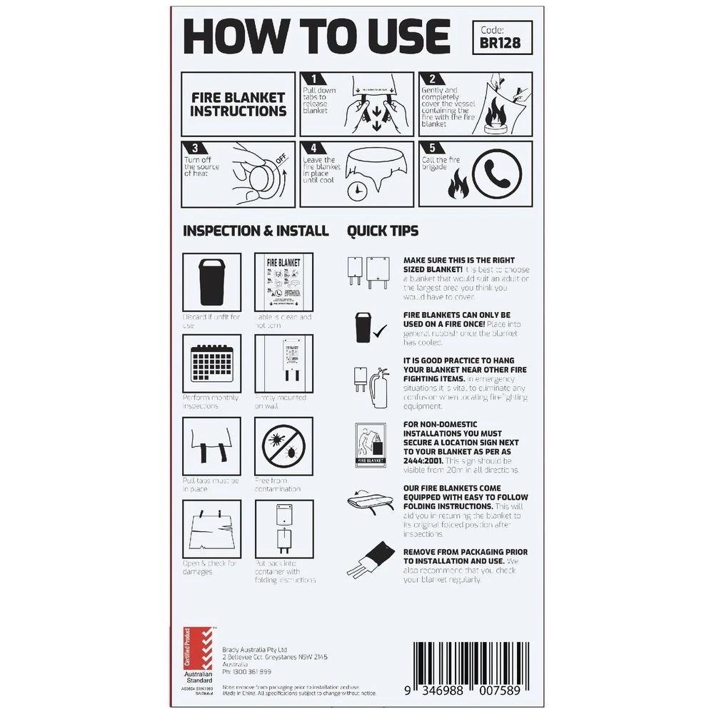 3 Trafalgar Fire Blanket 1.2m x 1.8m, 3 of 3