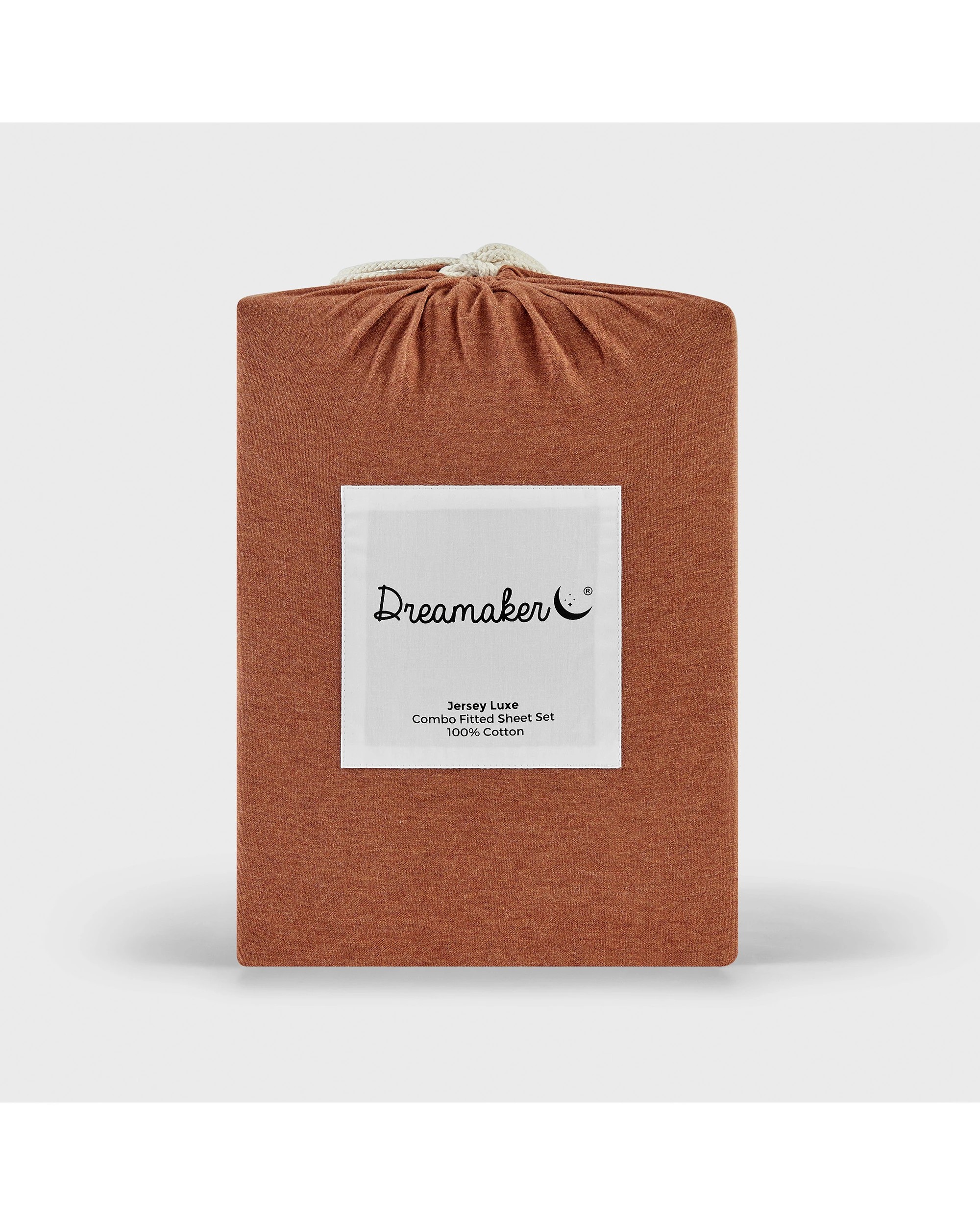 6 Dreamaker Jersey Luxe 100% Cotton Combo Fitted Sheet Set - Double Bed - Rust, 6 of 6