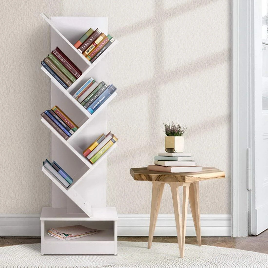 3 Artiss Tree Bookshelf 7 Tiers - White, 3 of 8