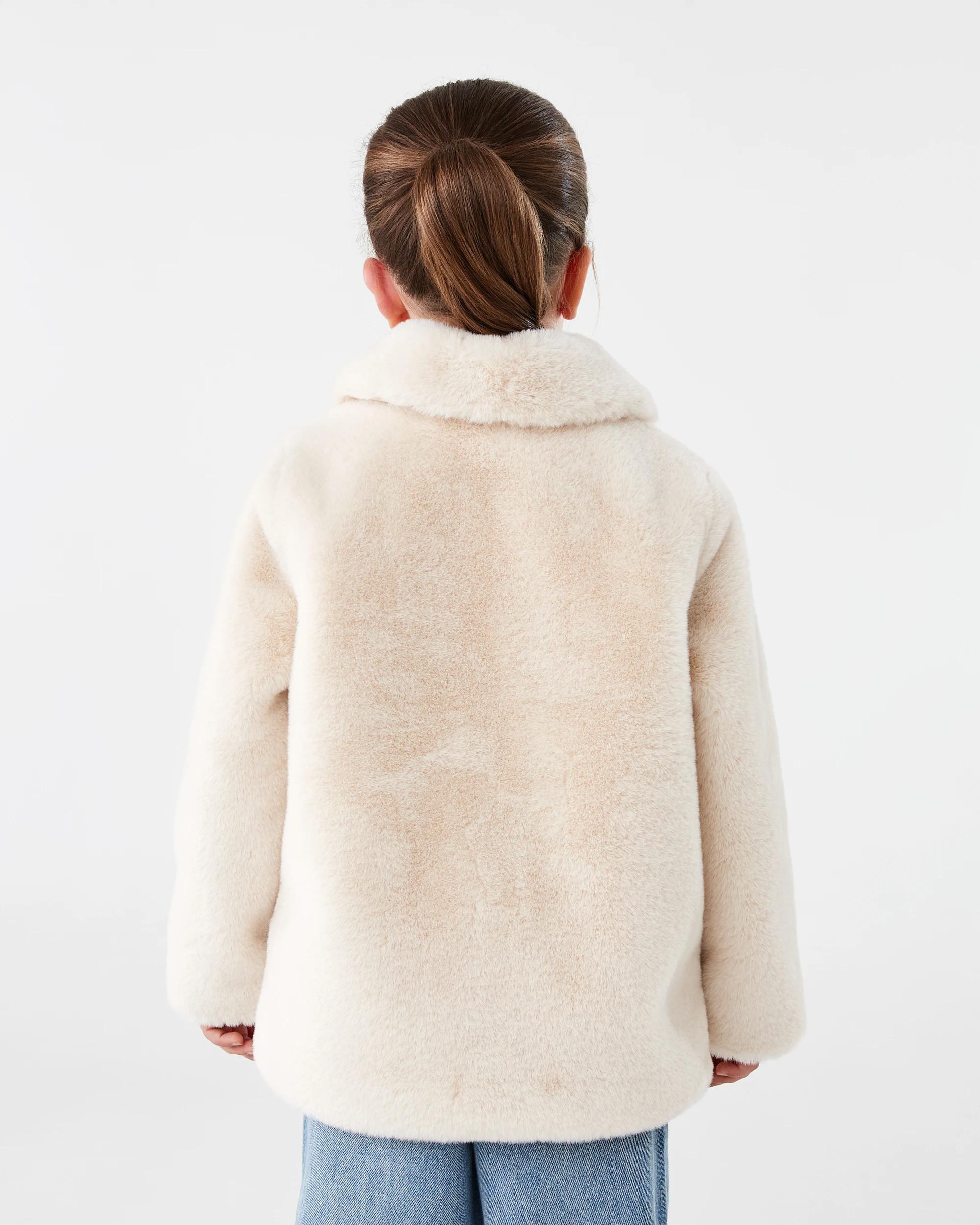 3 Faux Fur Jacket Beige Gray, 3 of 8