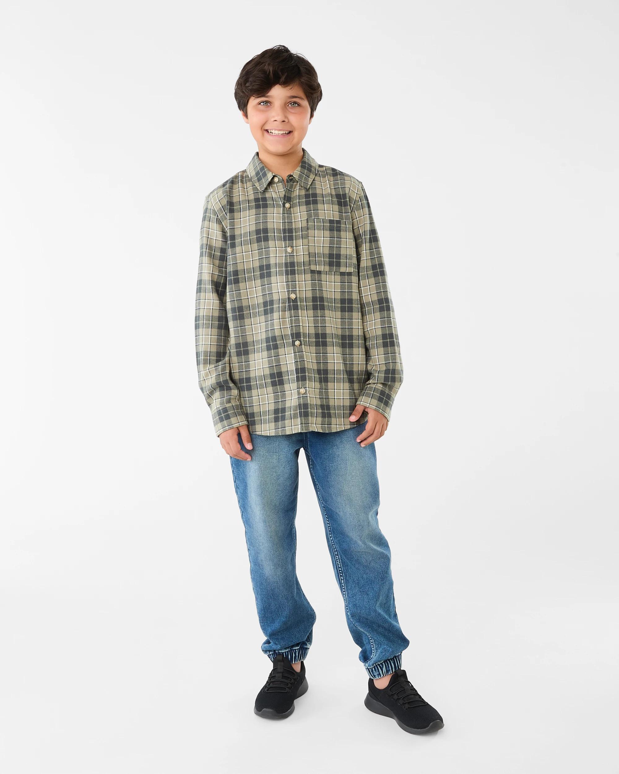 6 Brushed Check Shirt Grn Check, 6 of 7