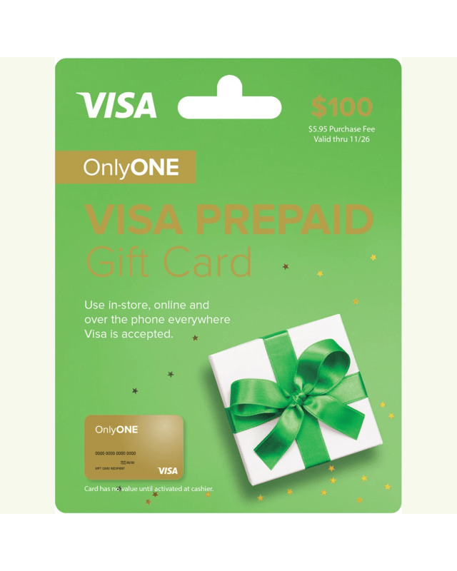 Only One VISA $100 Prepaid Gift 