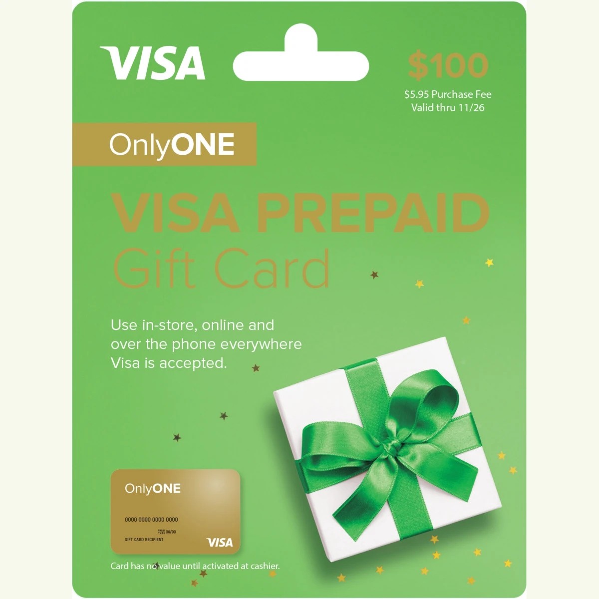 1 Only One VISA $100 Prepaid Gift Card