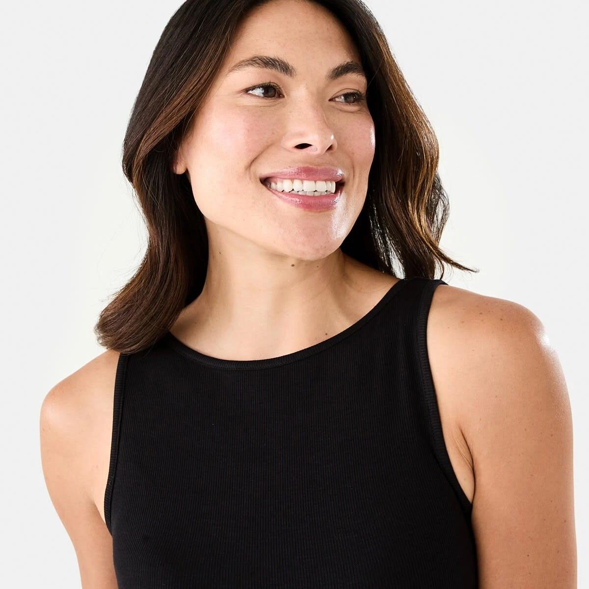5 Sleeveless Rib Boat Neck Top Black, 5 of 7