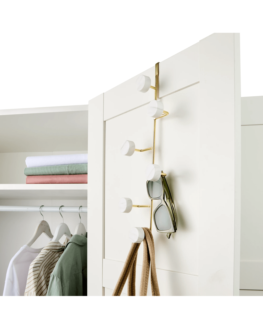 1 Marble and Gold Look Over the Door Vertical Hook, 1 of 7