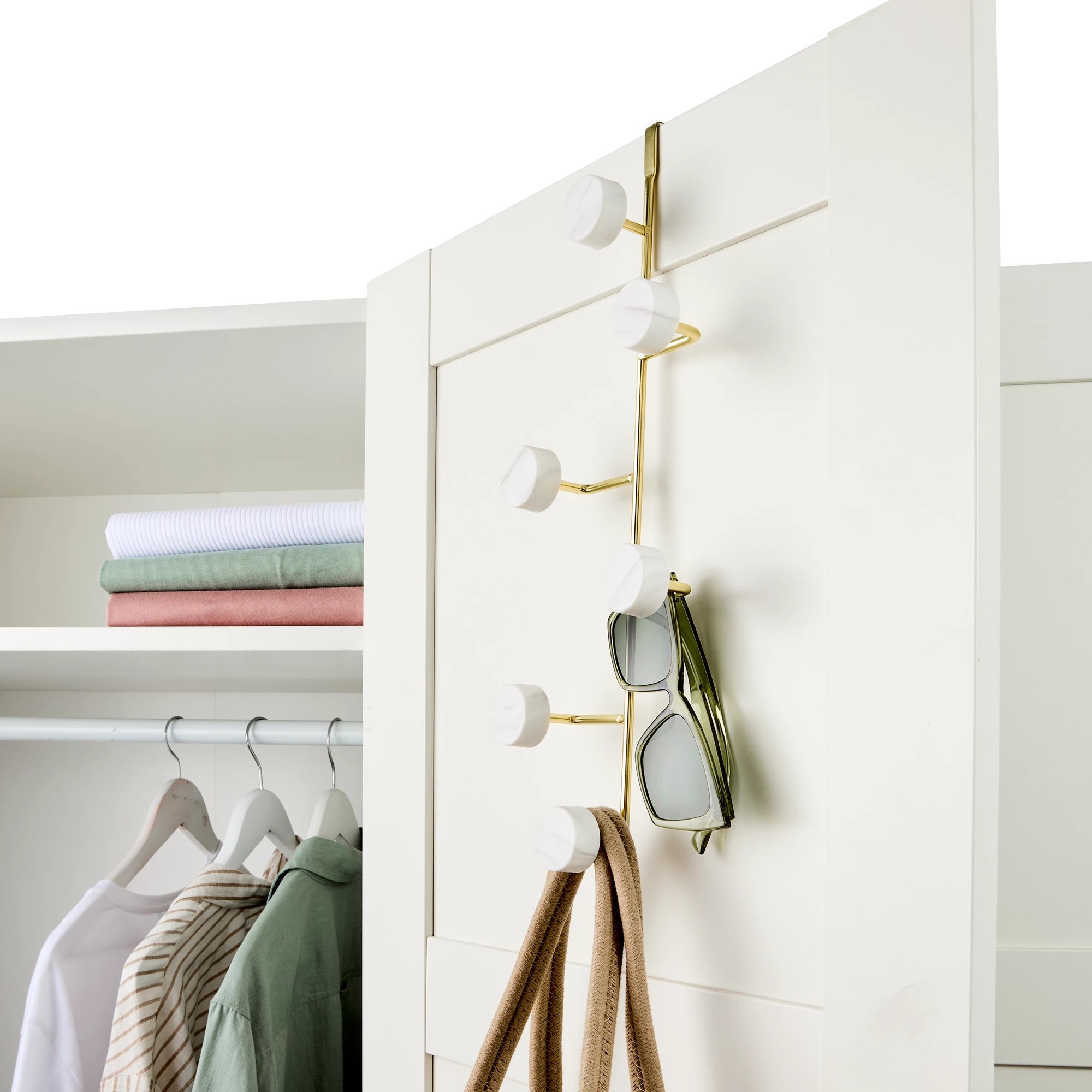 1 Marble and Gold Look Over the Door Vertical Hook, 1 of 7