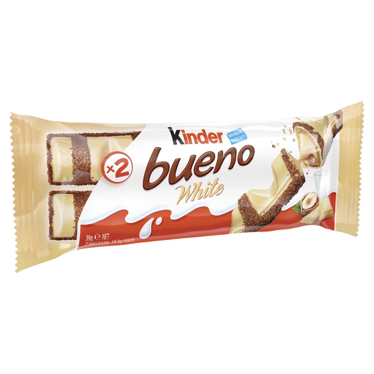 1 Kinder Bueno White Chocolate Bar 39g, 1 of 2