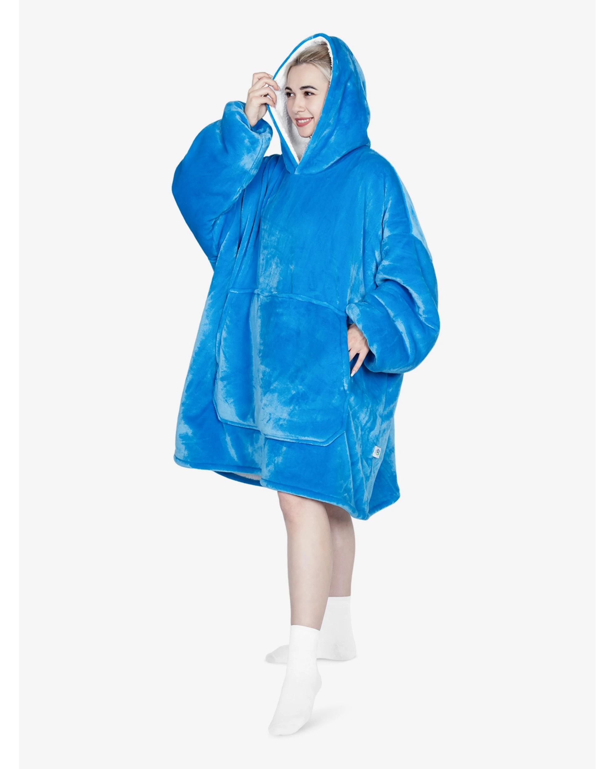 1 Advwin Wearable Blanket Oversized Comfort Hoodie Adult Lake Blue LAKE BLUE, 1 of 5