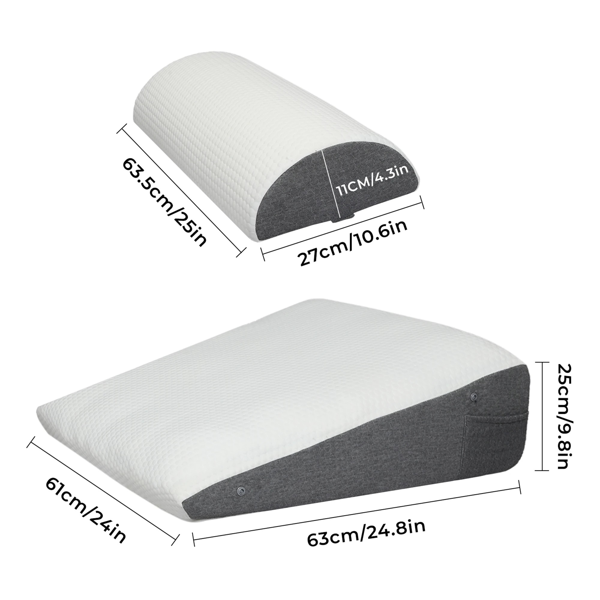 3 Dreamz Memory Foam Wedge Pillow Bed Back Neck Support Leg Raiser Cushion, 3 of 9