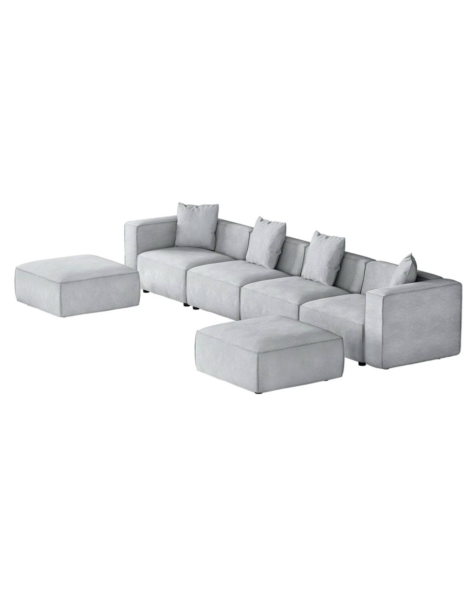 1 Artiss Modular Sofa Chaise Set 6 - Grey, 1 of 6