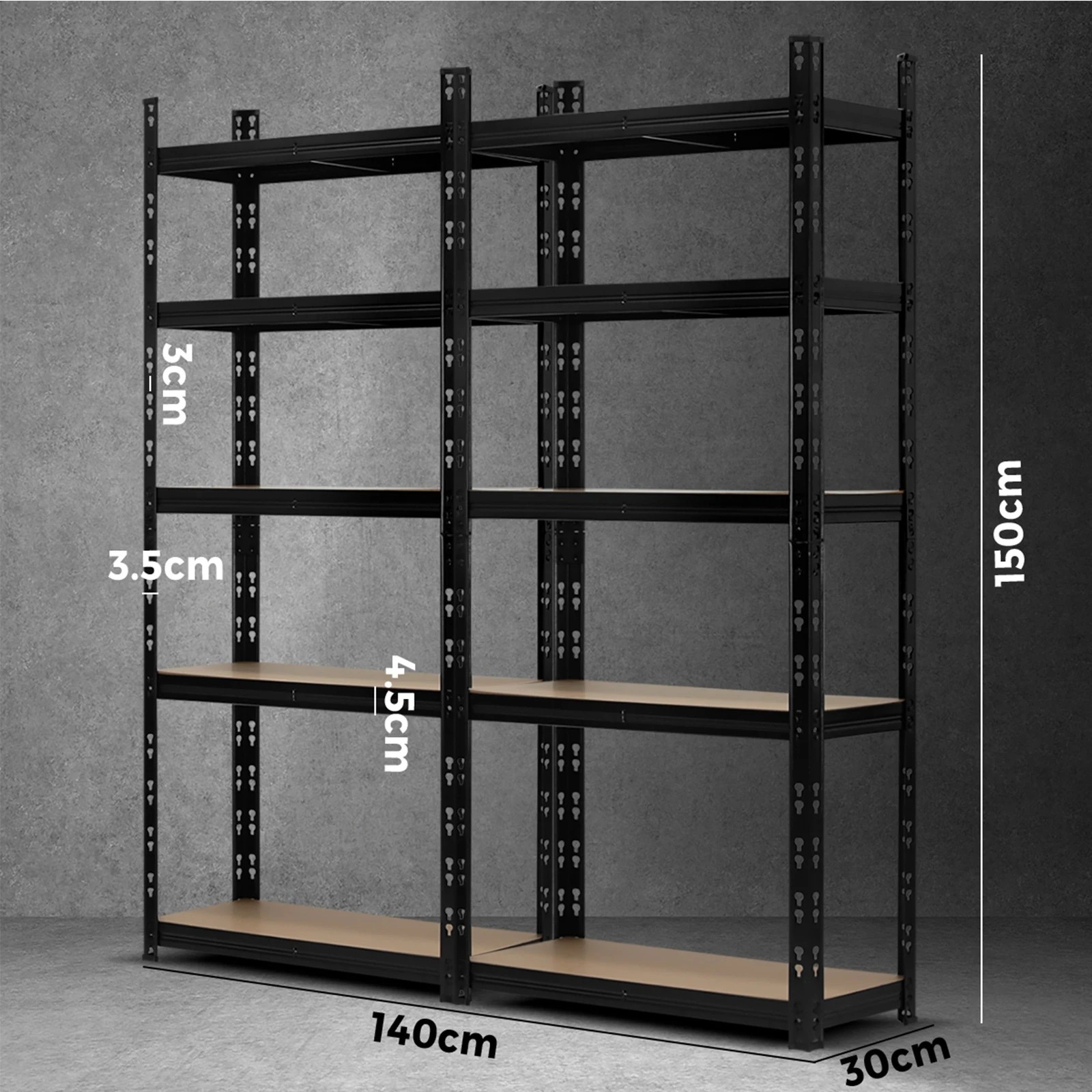 2 Sharptoo Garage Warehouse Shelving Shelves Storage Rack Steel Pallet Shelf1.5mx2 - Black, 2 of 3