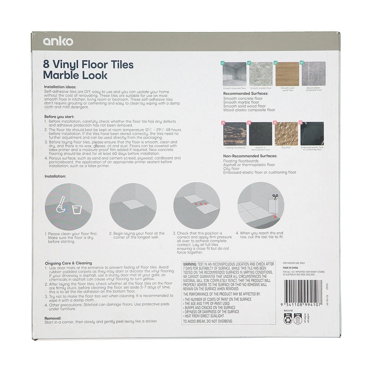 9 8 Pack Vinyl Floor Tiles - Marble Look, 9 of 9