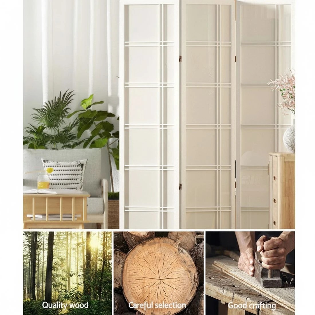 5 Artiss 3 Panel Room Divider Screen 132x179cm Nova - White, 5 of 7