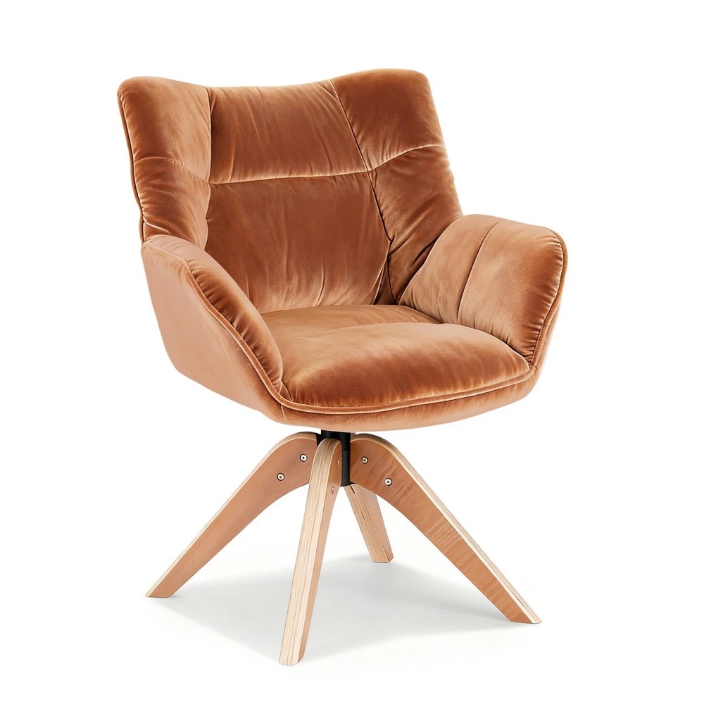 3 Artiss Swivel Chair Armchair Nursing Velvet Brown - Brown, 3 of 6