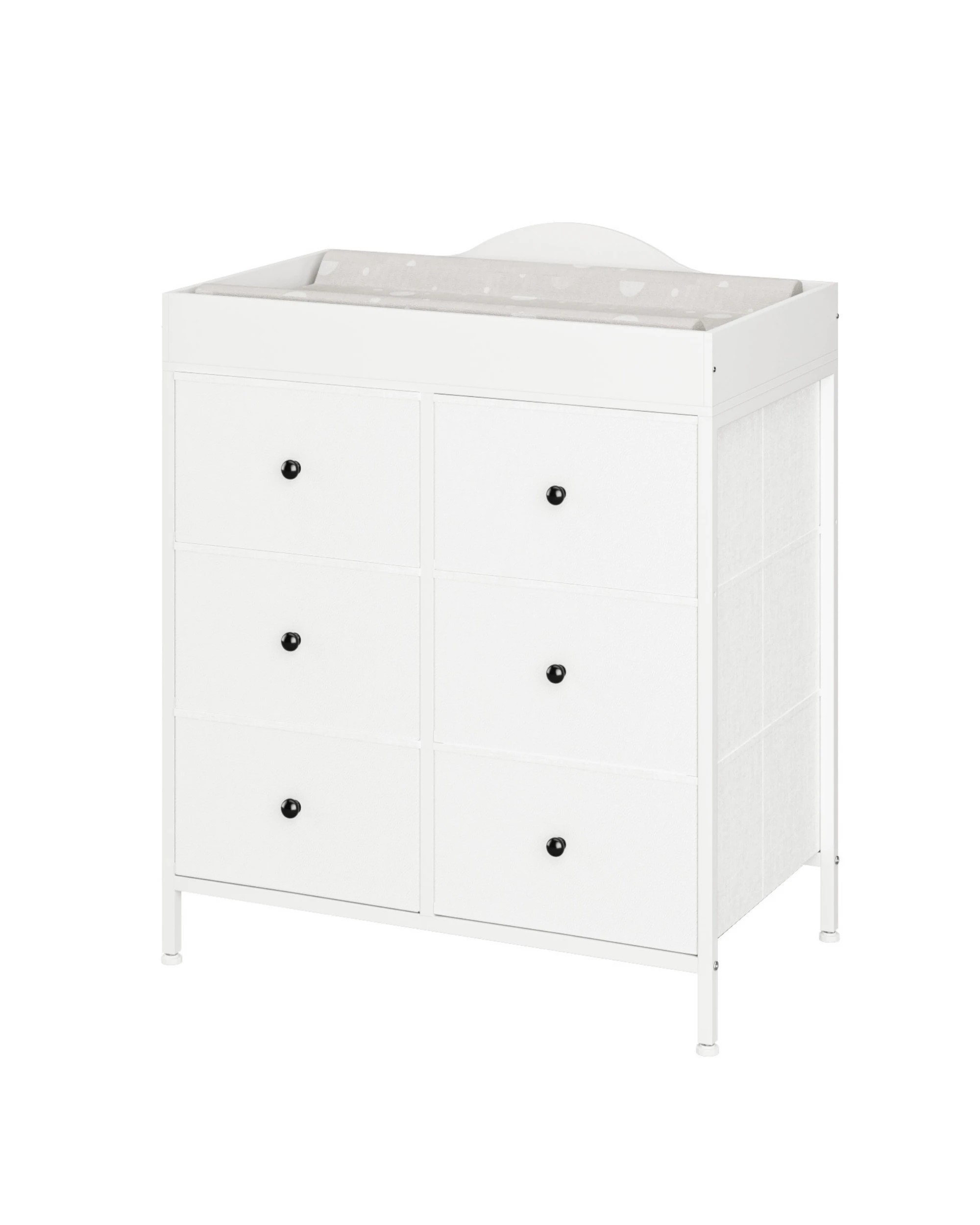 7 Advwin Baby Change Table with 6 Storage Fabric Drawers - White, 7 of 9