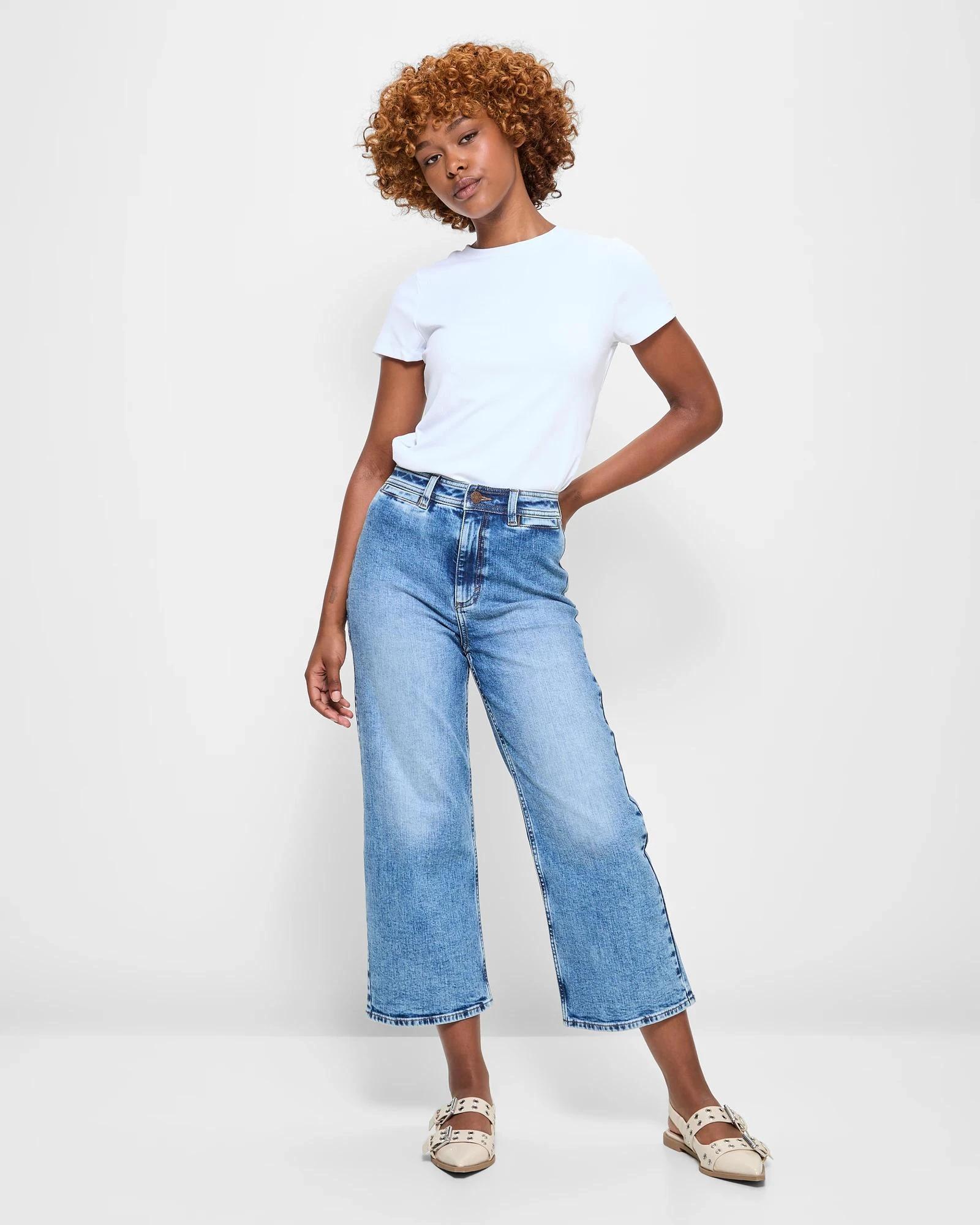 1 Target Petites Petites Crop Length Wide Leg Denim Jeans - Kelsey DAYBREAK BLUE, 1 of 5