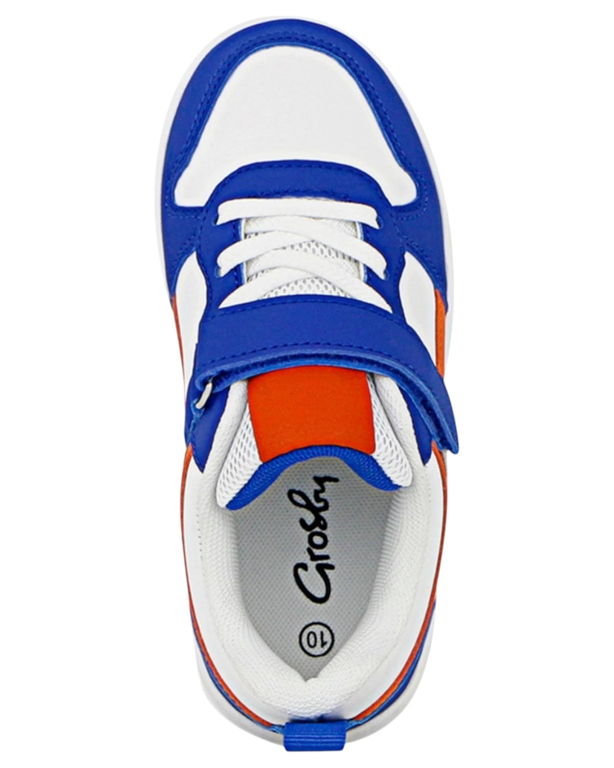 3 Grosby Kids Hoop B Blue/ White/ Orange Sneakers Velcro Shoes BLUE/WHITE/ORANGE, 3 of 4