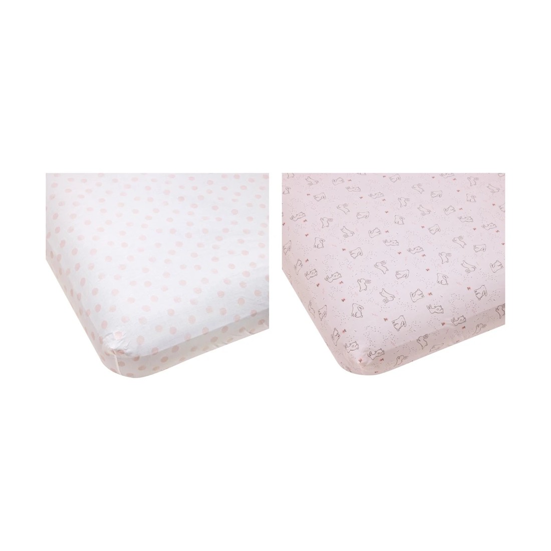 1 2 Pack Organic Cotton Fitted Cot Sheets - Bunny and Spot, 1 of 6