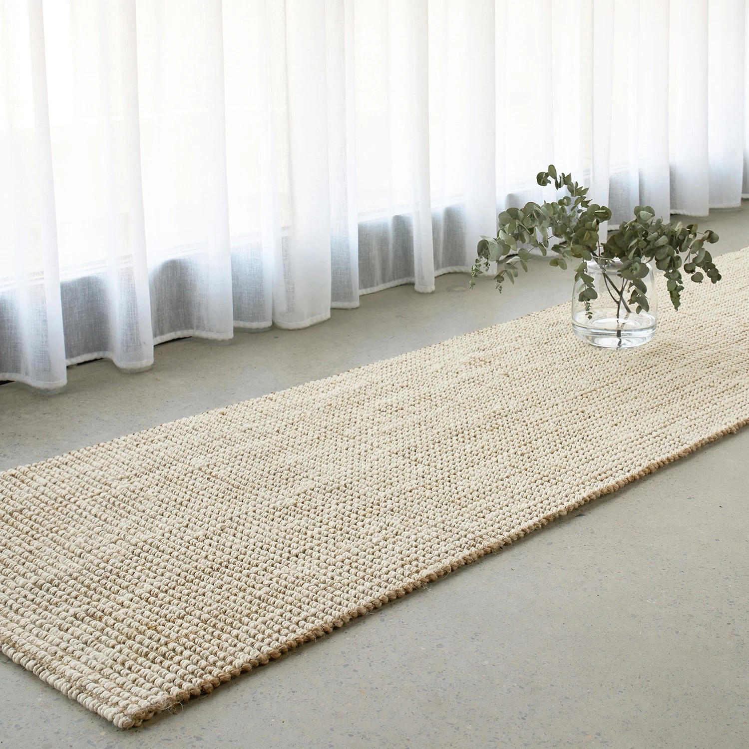 1 Common Ground Rugs Cadence Marlo 400x80cm Runner - Large Hand Loomed Jute Rug - White, 1 of 6