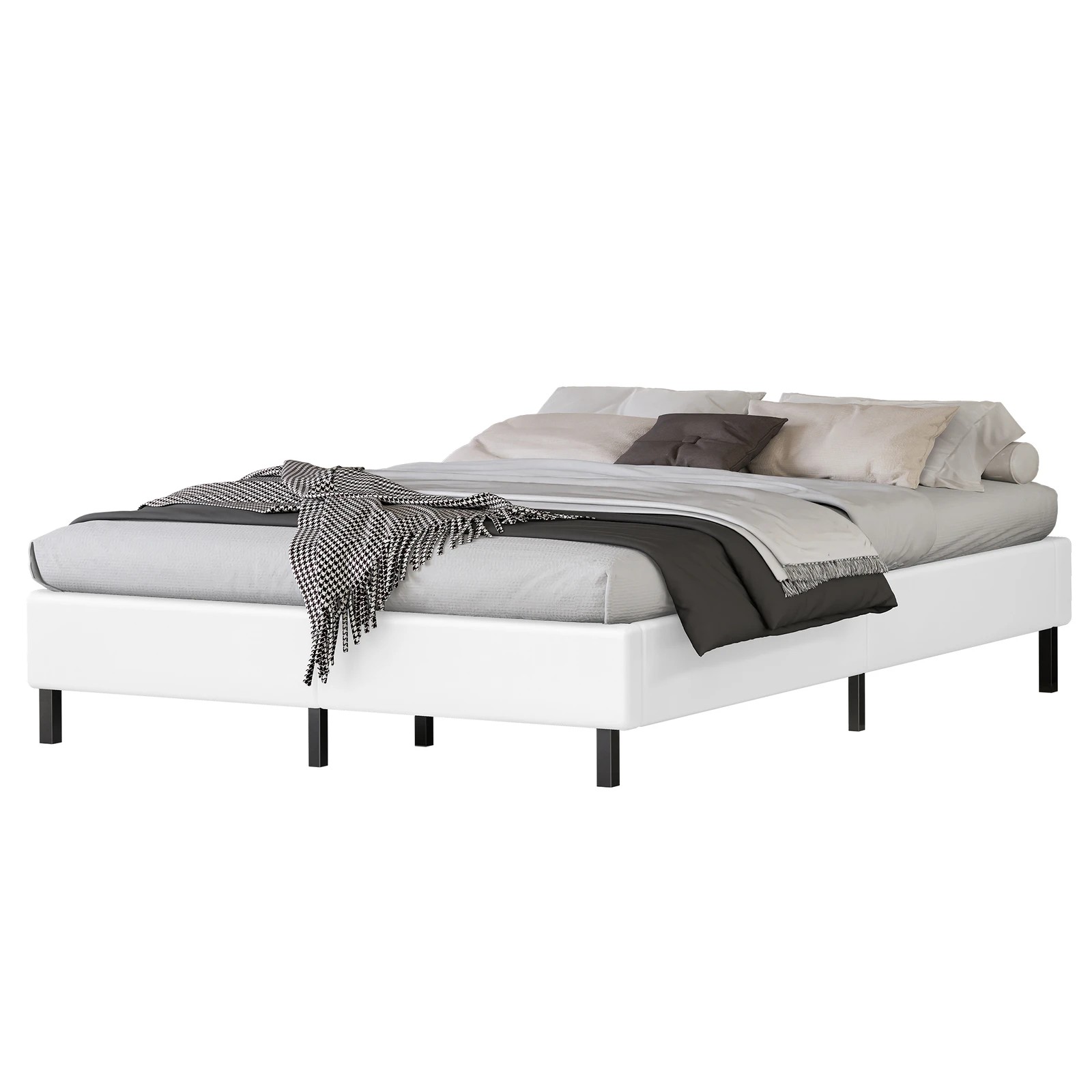 1 Alfordson Bed Frame Double Size Mattress Base Foundation Leather Basel - White, 1 of 10