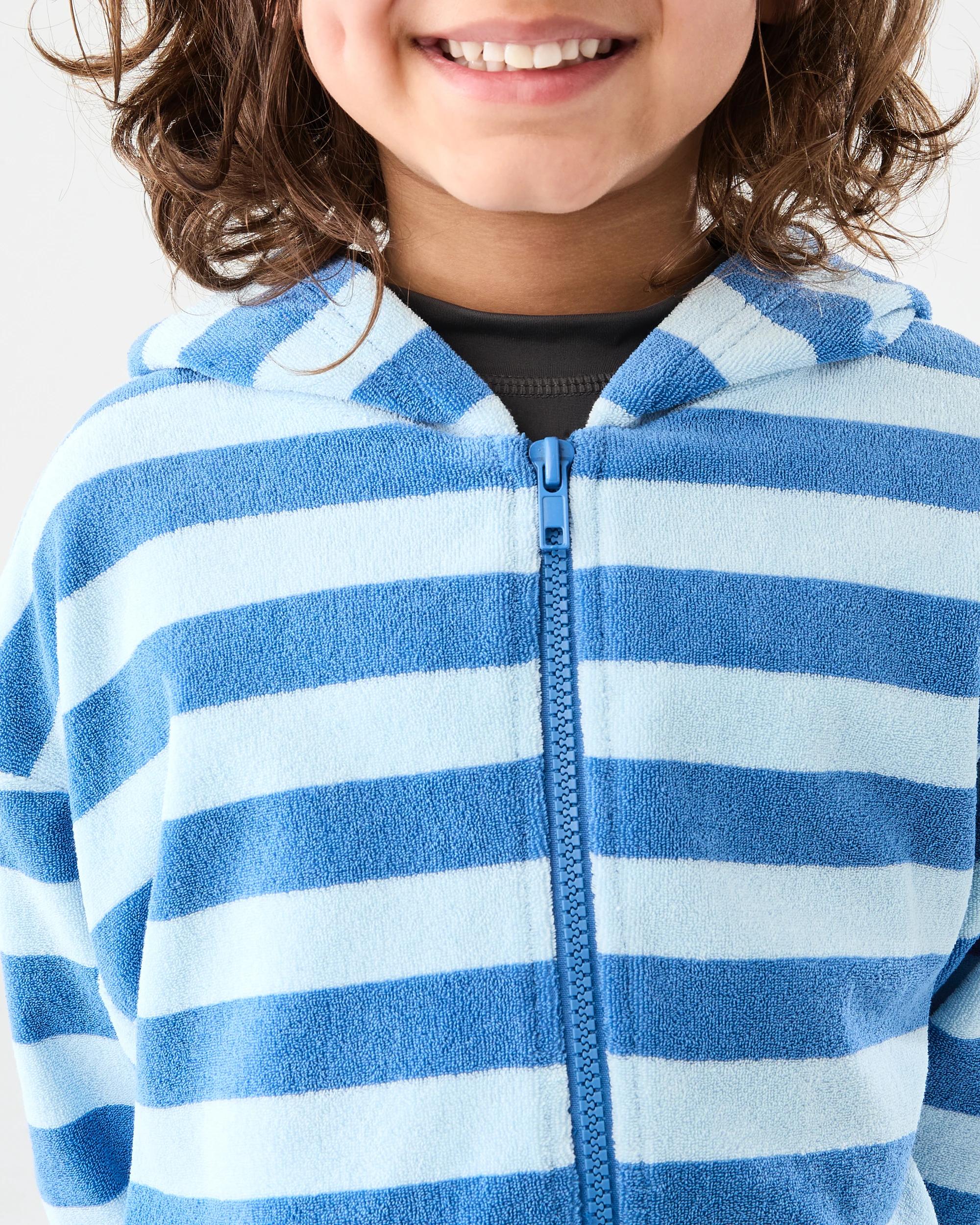3 Terry Swim Cover Up Blu Stripe, 3 of 7