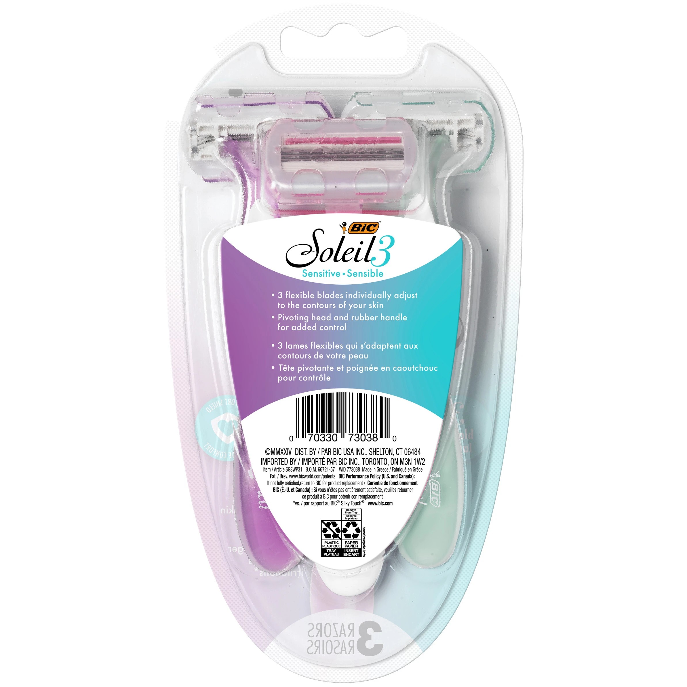 6 BIC Soleil Glow Razors - 3 Pack - Pink, 6 of 6