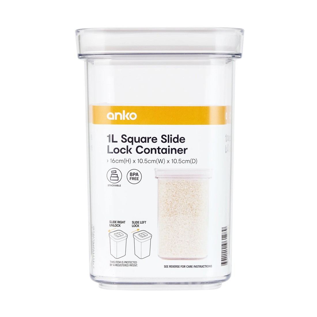 4 1L Square Slide Lock Container, 4 of 4