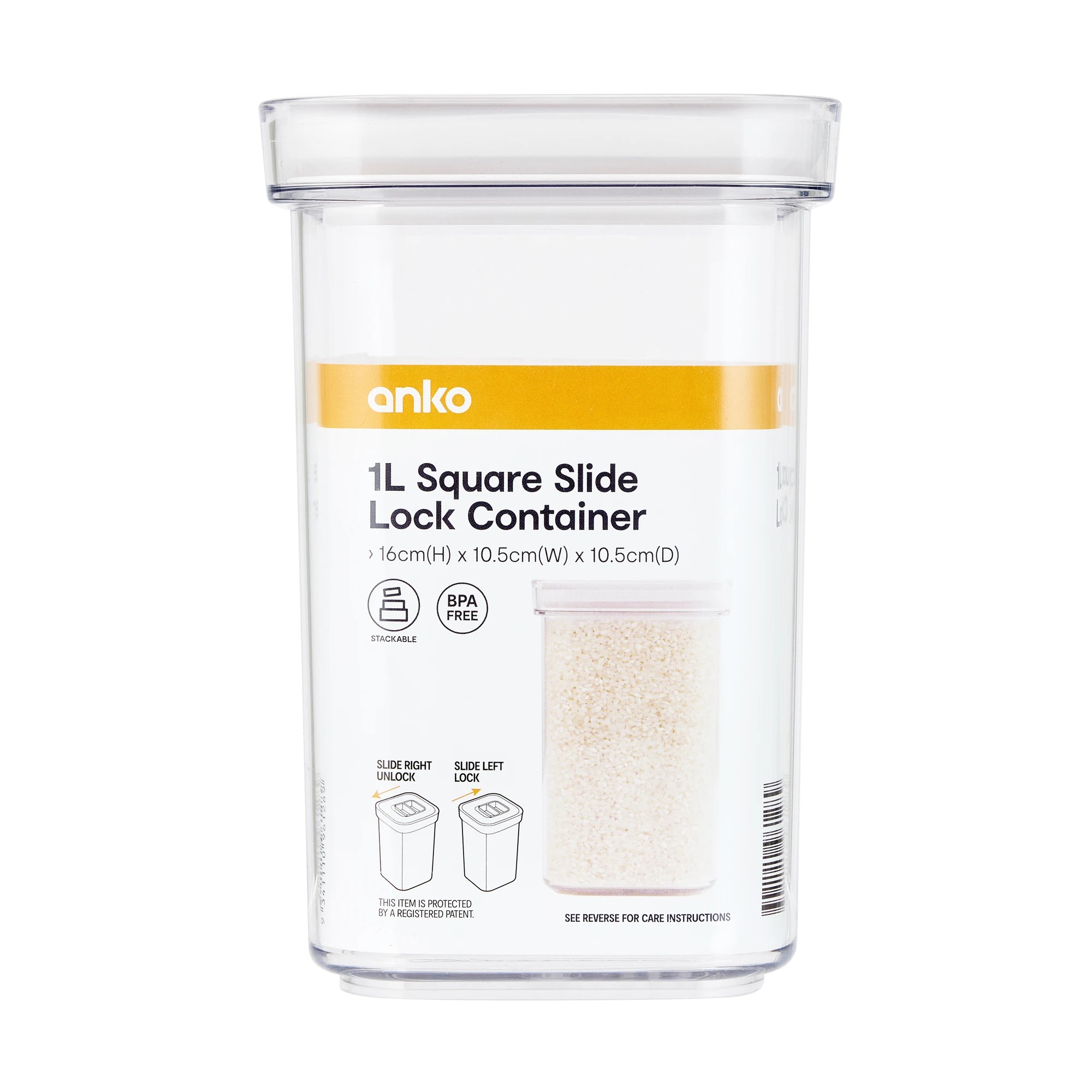 4 1L Square Slide Lock Container, 4 of 4