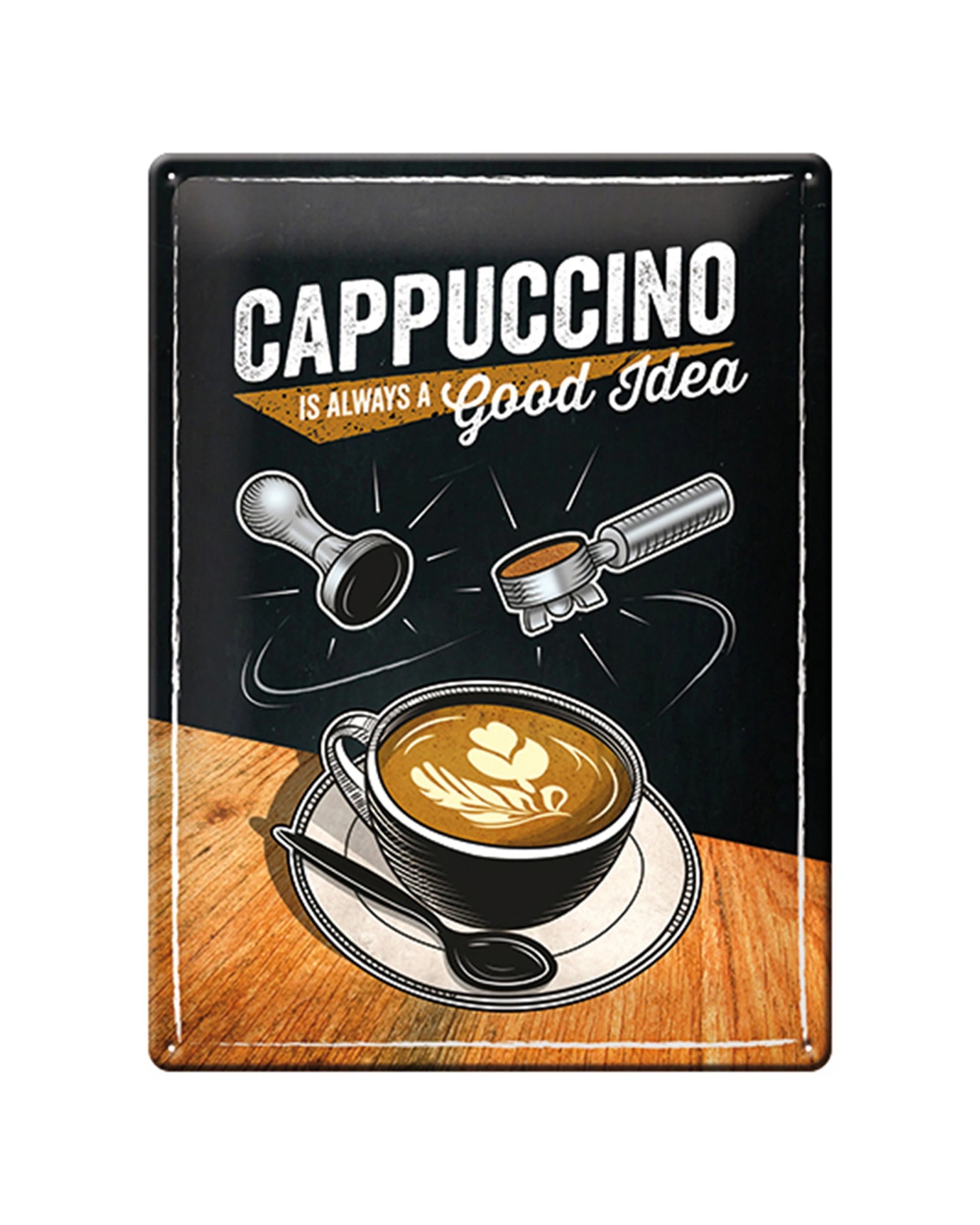 1 Nostalgic-Art Large 30x40cm Metal Wall Art Sign Plaque - Cappuccino Good Idea - Multi, 1 of 1