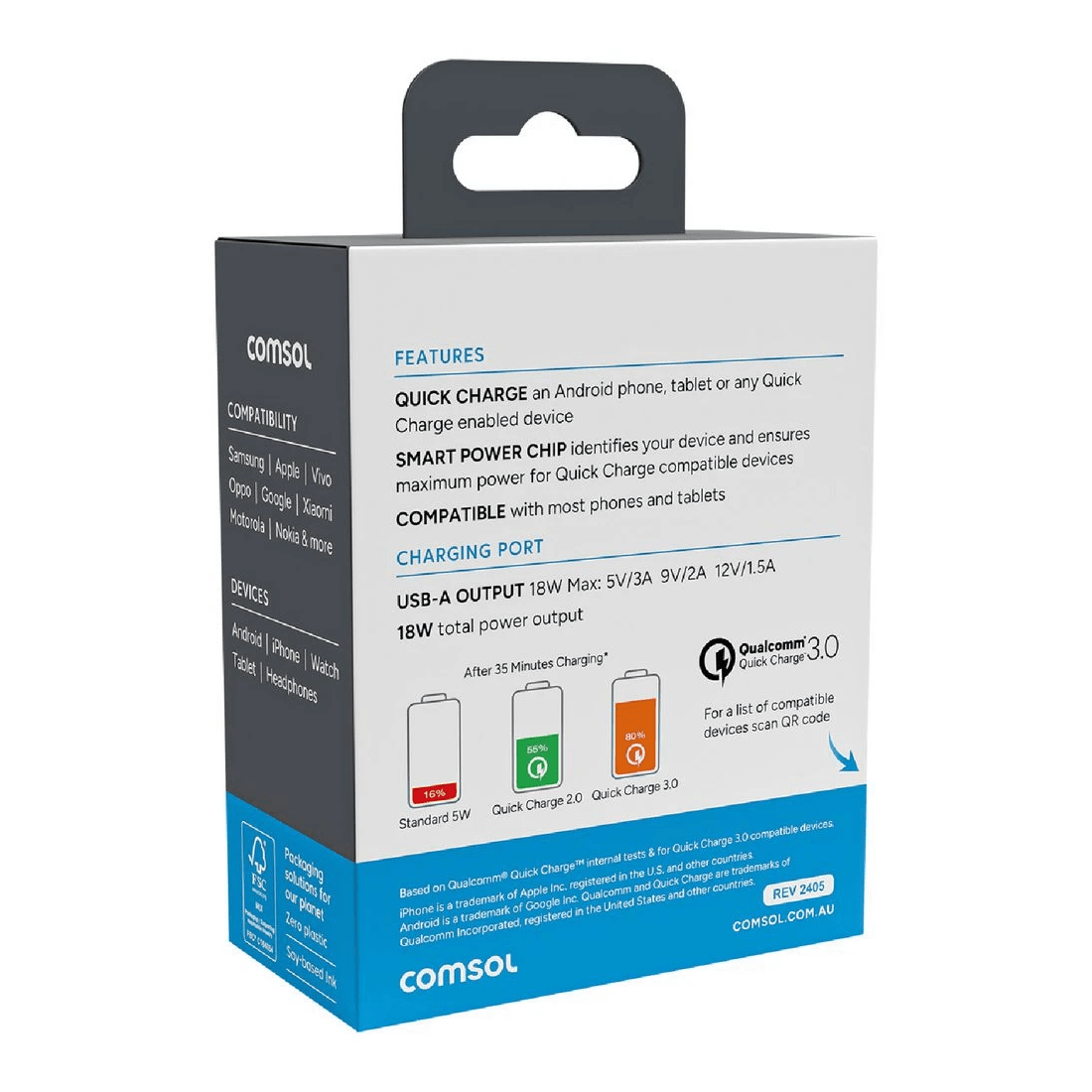 3 Comsol 18W Wall Charger White, 3 of 5